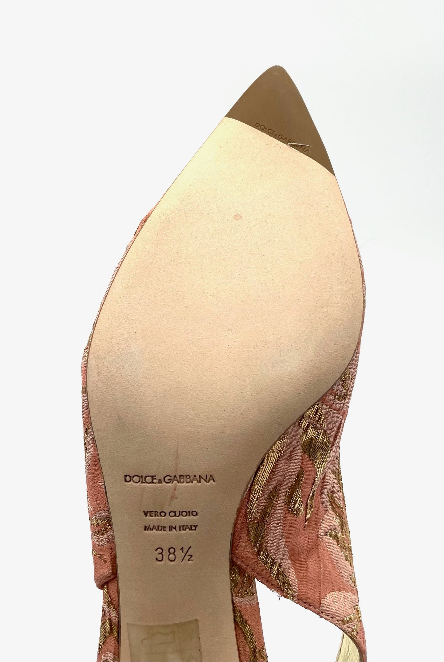 Brand New Dolce & Gabanna Pink Brocade Slingback Heels Size 38.5