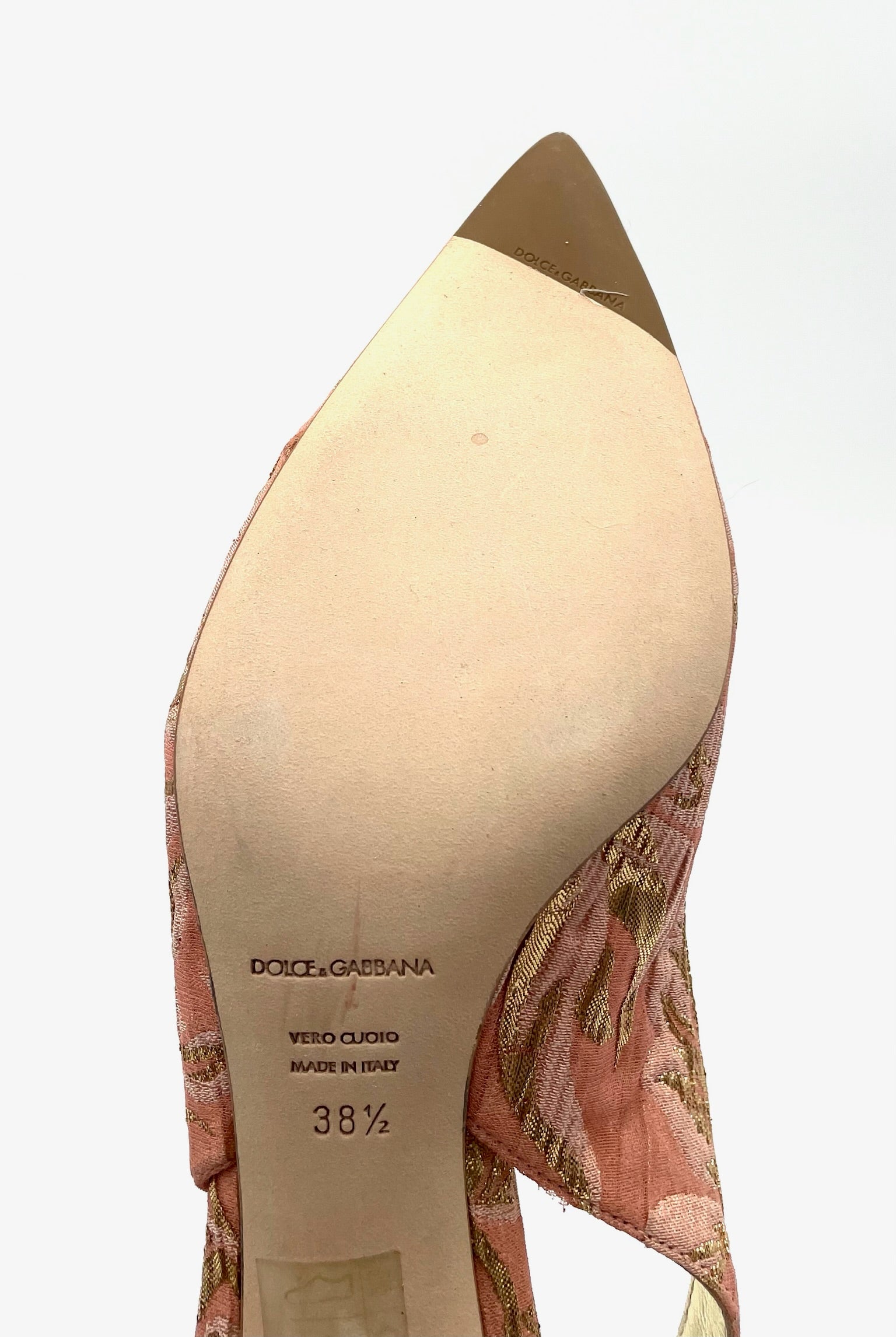 Brand New Dolce & Gabanna Pink Brocade Slingback Heels Size 38.5