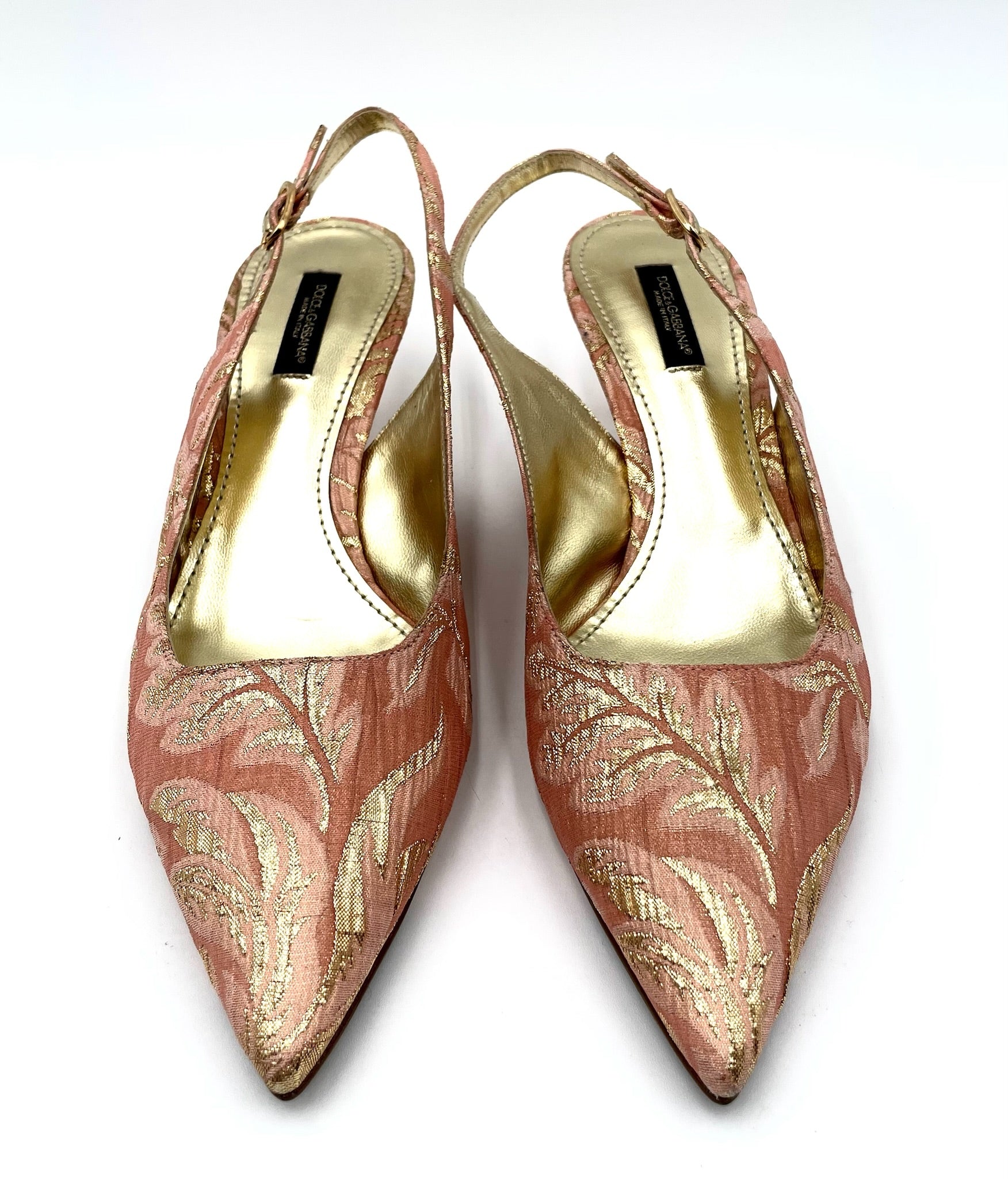Brand New Dolce & Gabanna Pink Brocade Slingback Heels Size 38.5