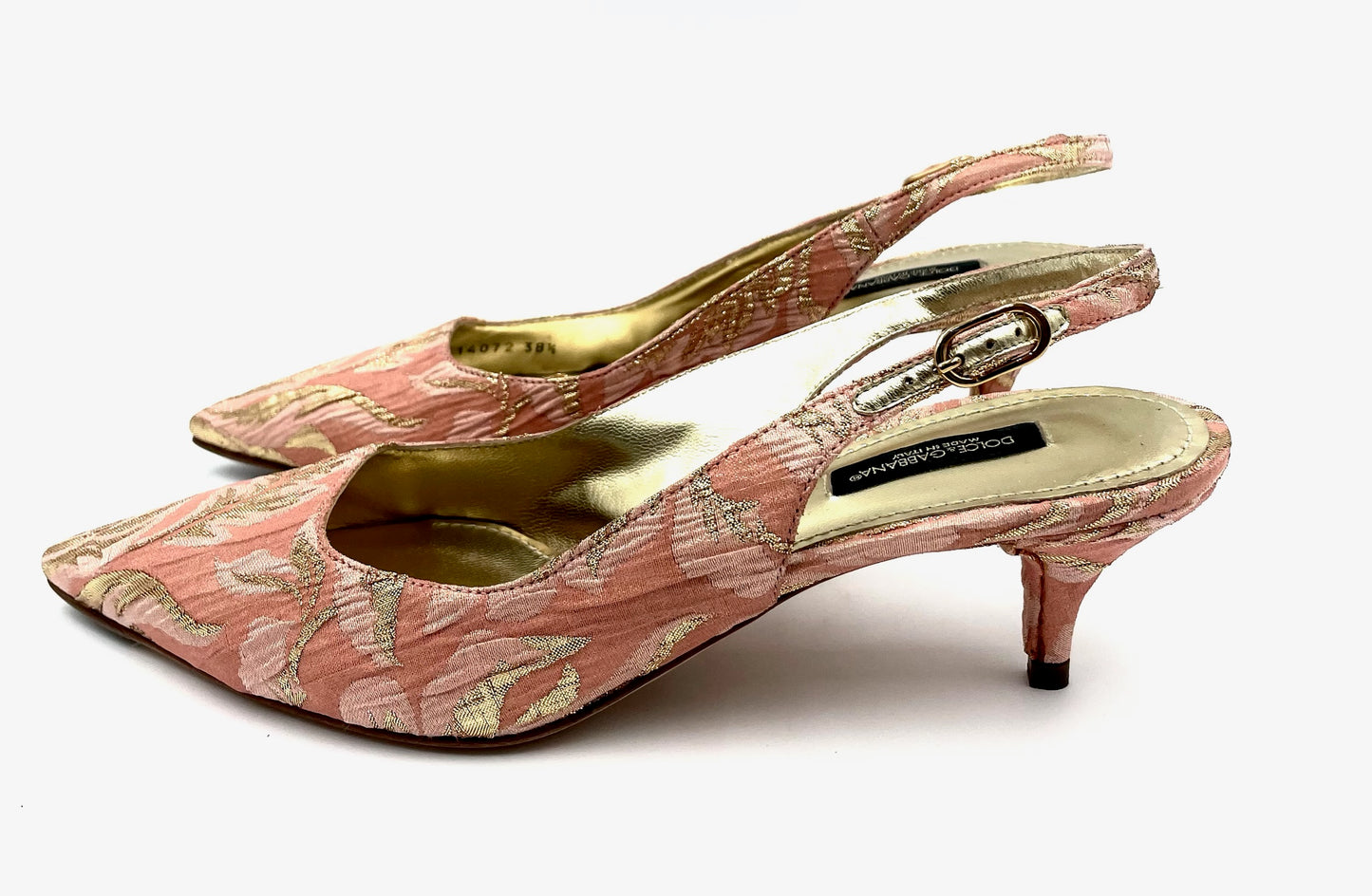 Brand New Dolce & Gabanna Pink Brocade Slingback Heels Size 38.5