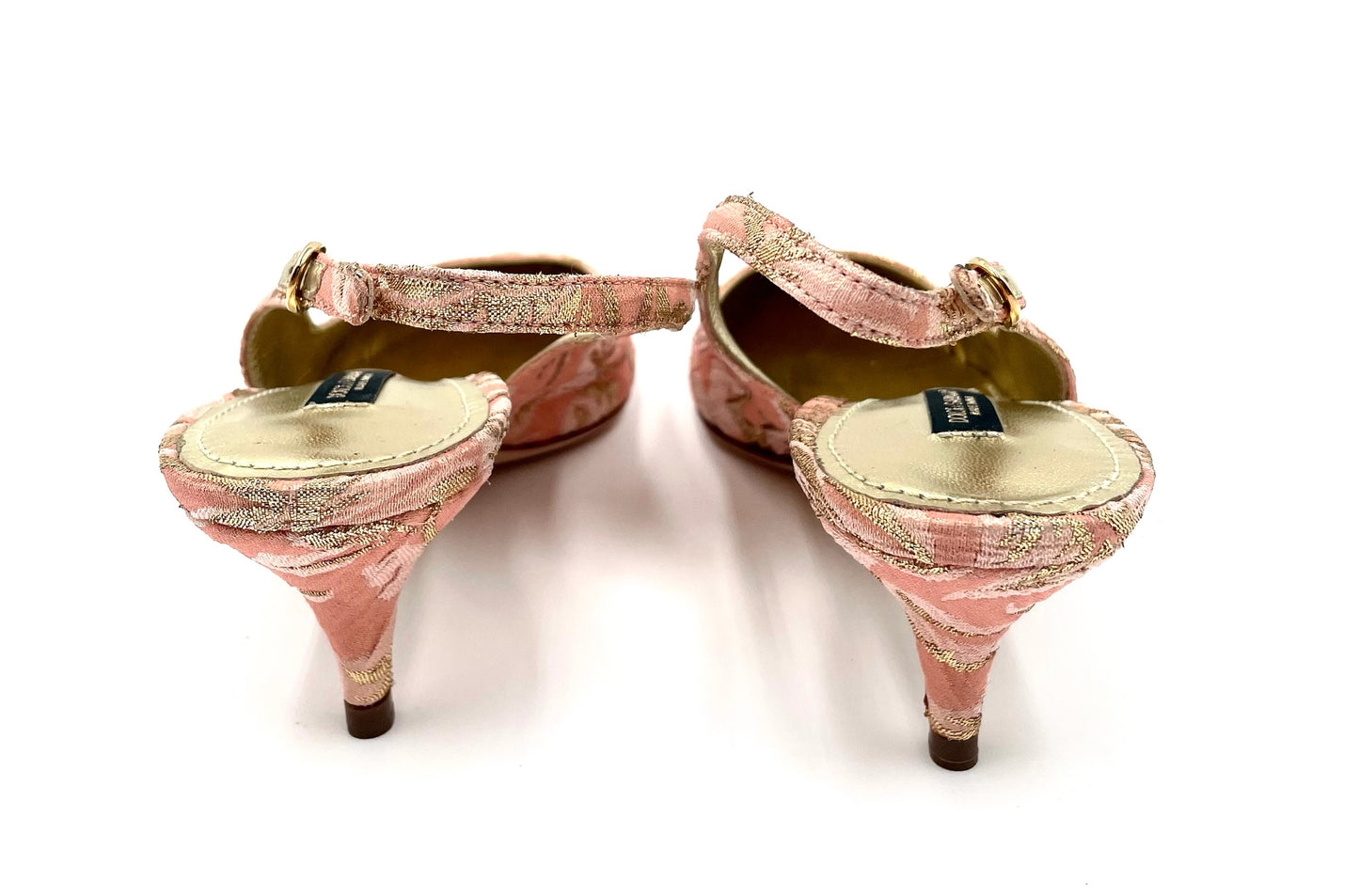 Brand New Dolce & Gabanna Pink Brocade Slingback Heels Size 38.5