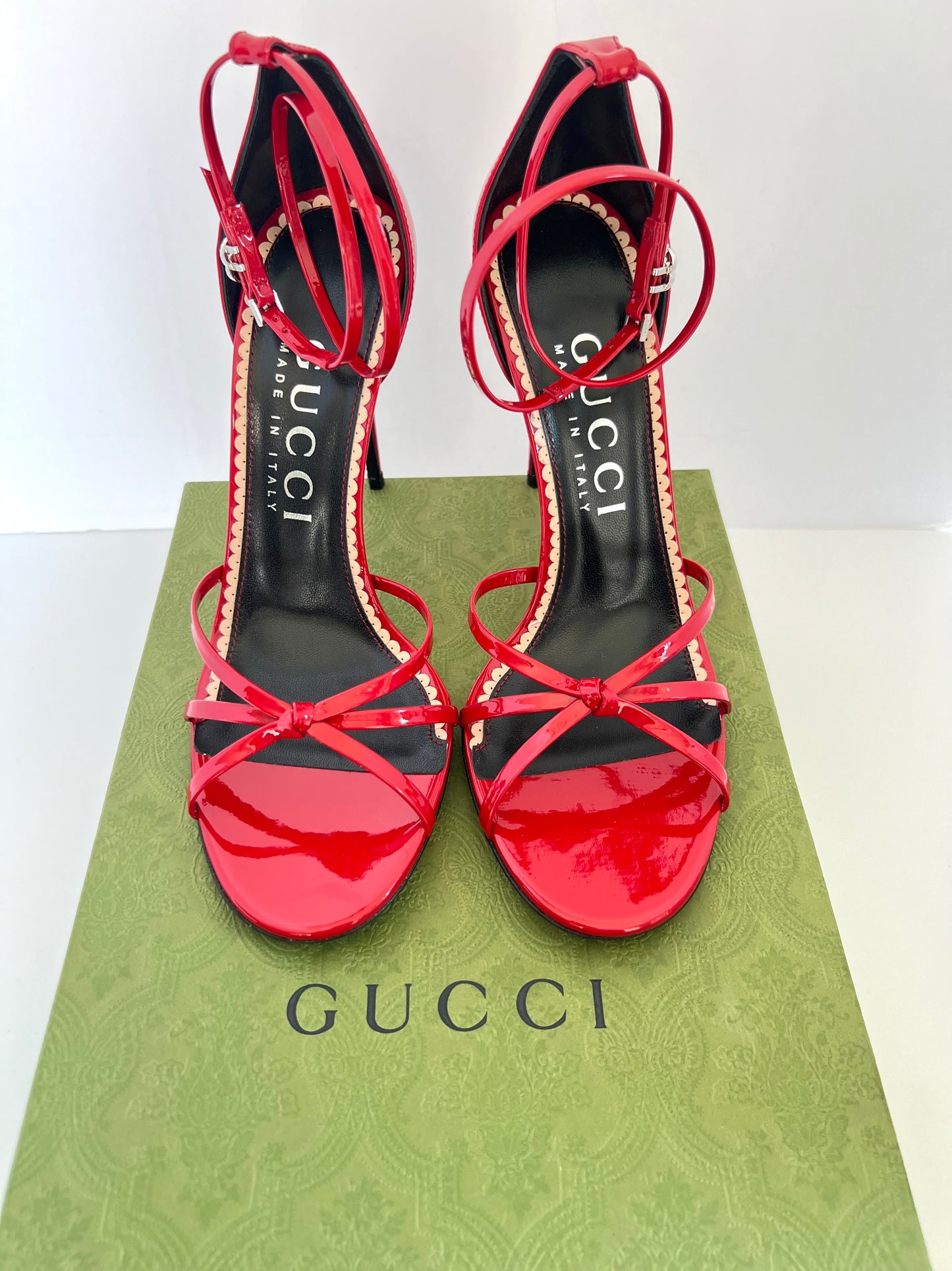 Brand New Gucci Red Patent Strappy Heels Size 41