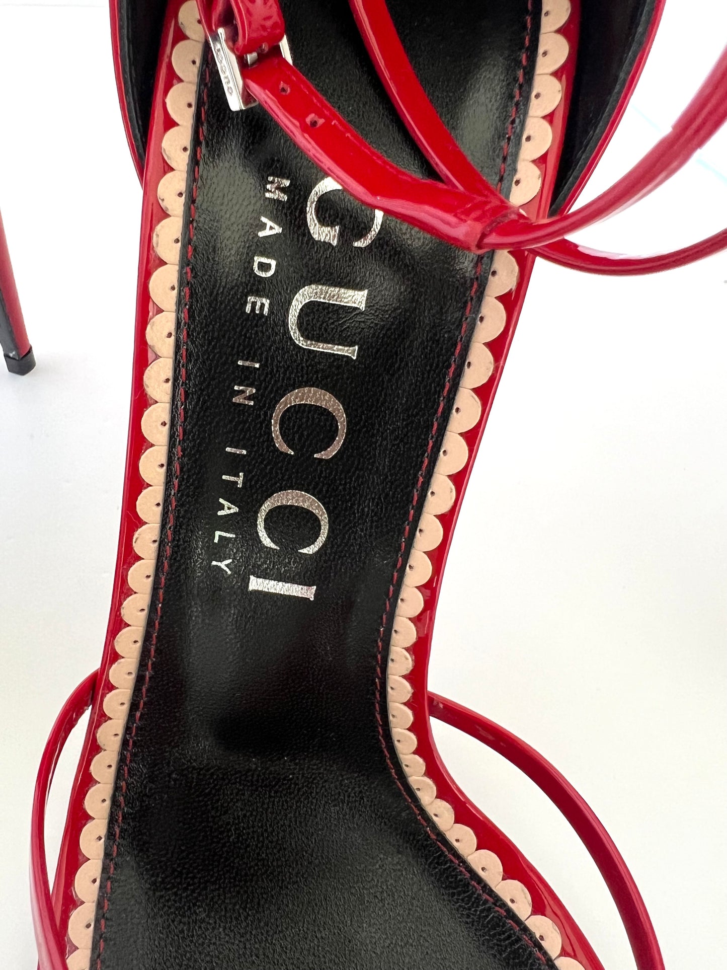Brand New Gucci Red Patent Strappy Heels Size 41