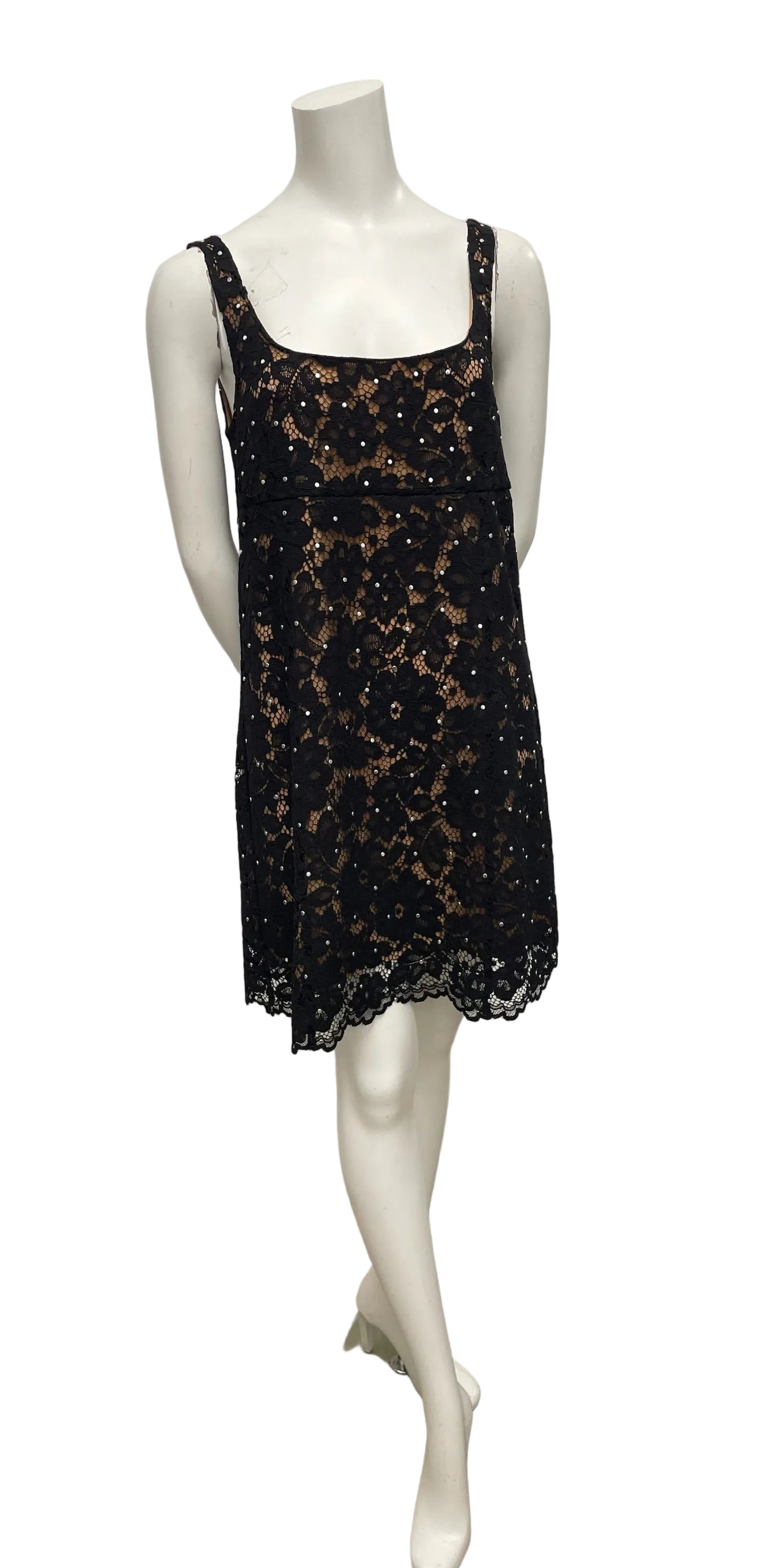 Brand New Michael Kors Nora Black Lace Overlay Dress Size 8