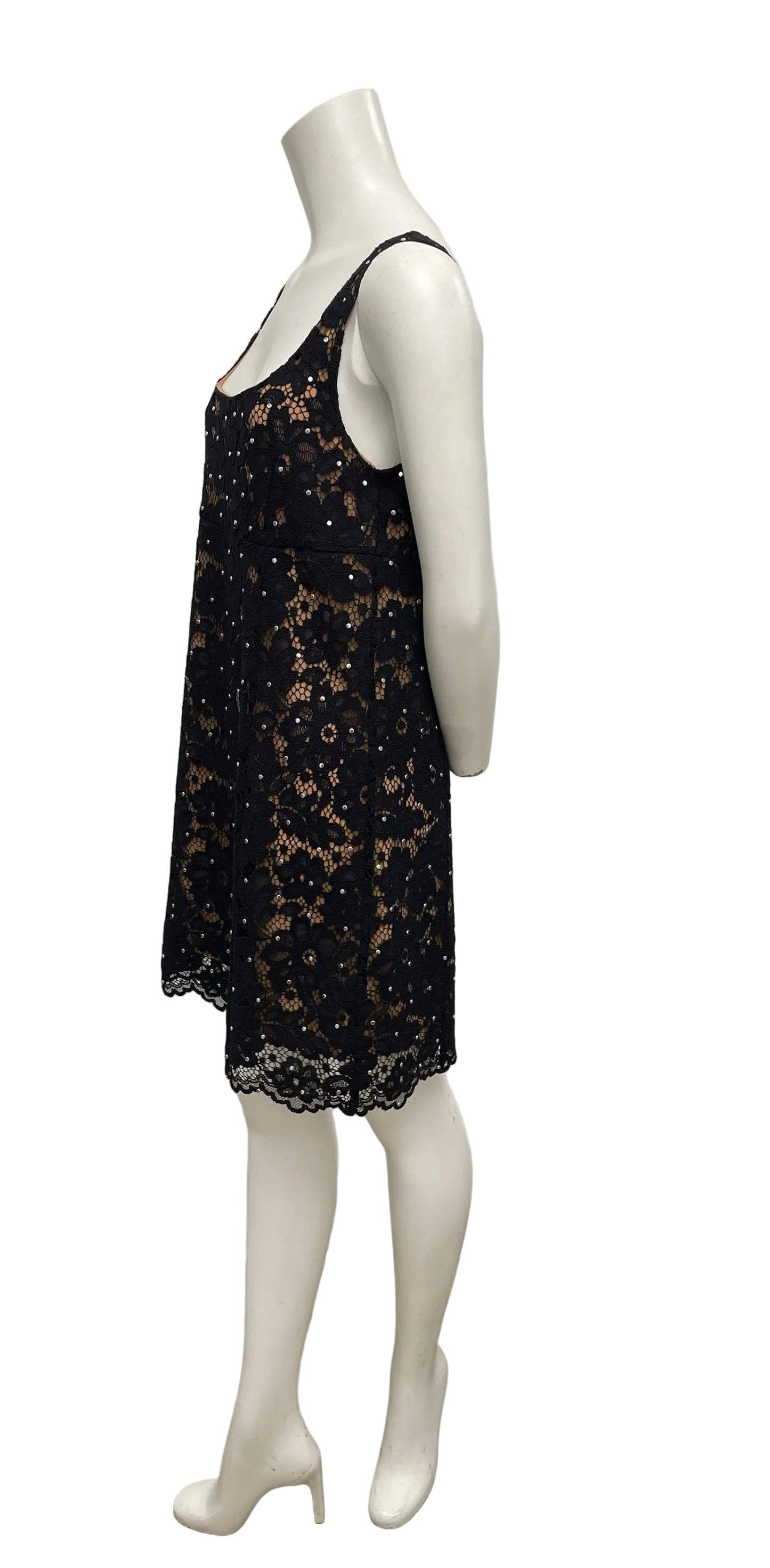 Brand New Michael Kors Nora Black Lace Overlay Dress Size 8