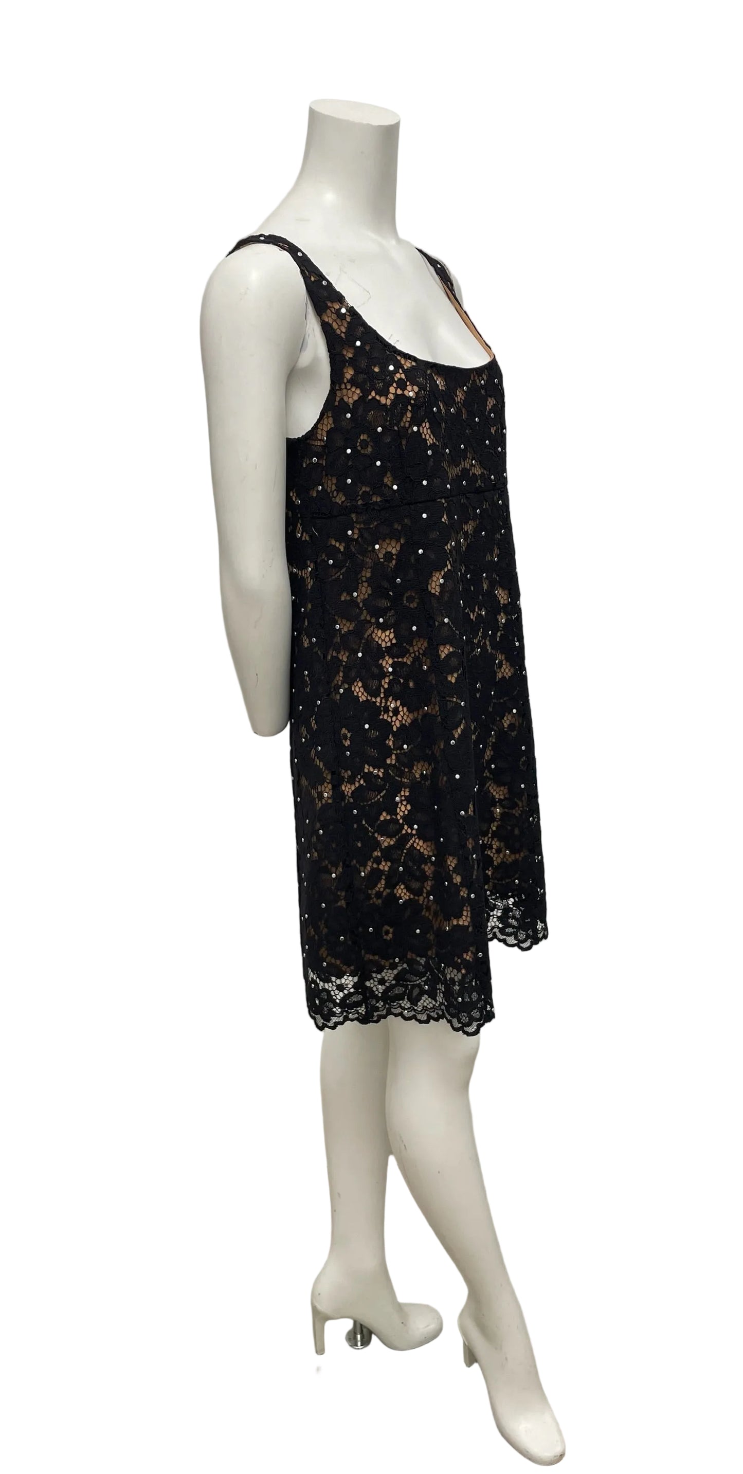 Brand New Michael Kors Nora Black Lace Overlay Dress Size 8