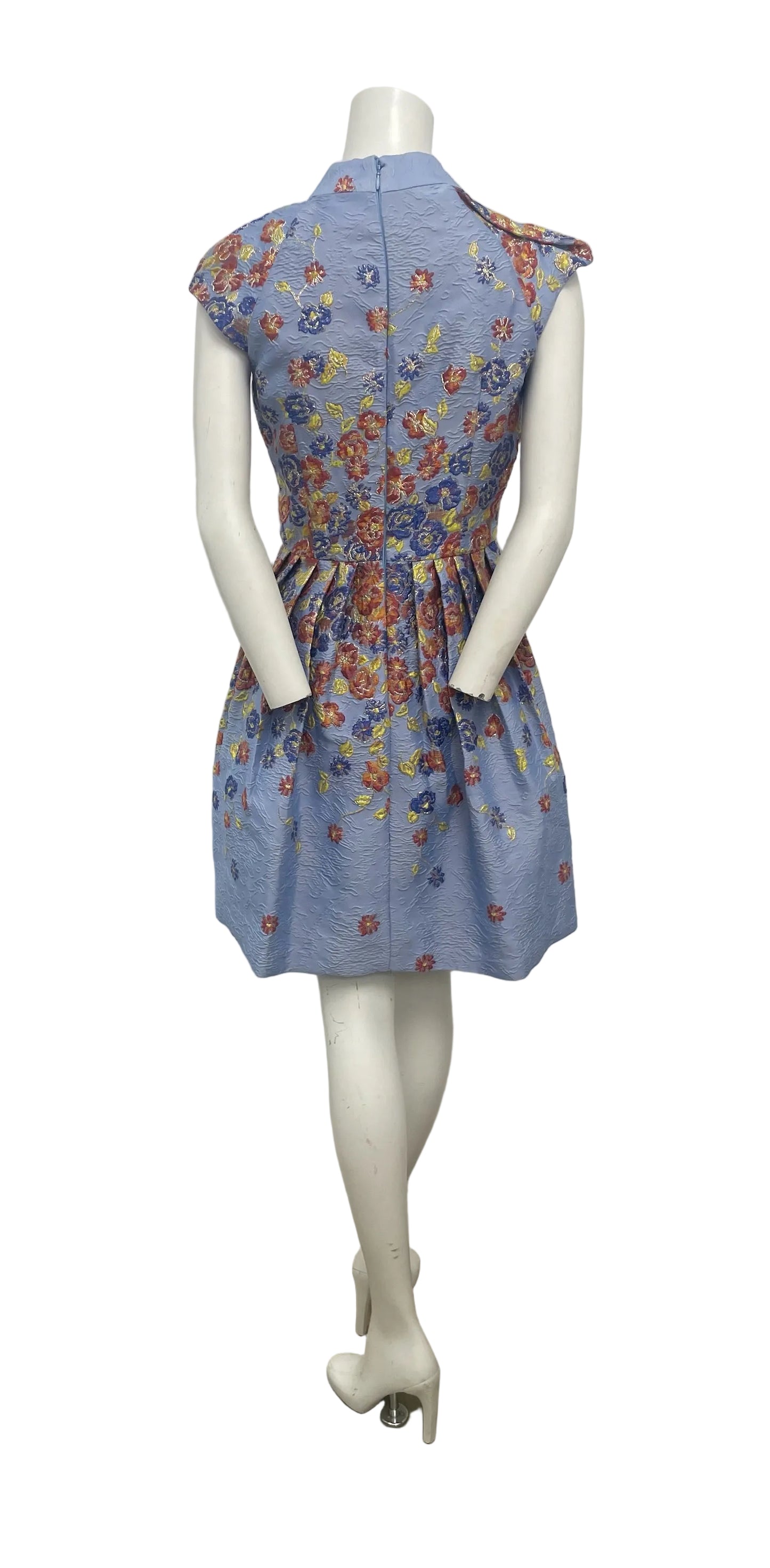 Brand New Mischka Blue Floral Brocade Dress Size 6