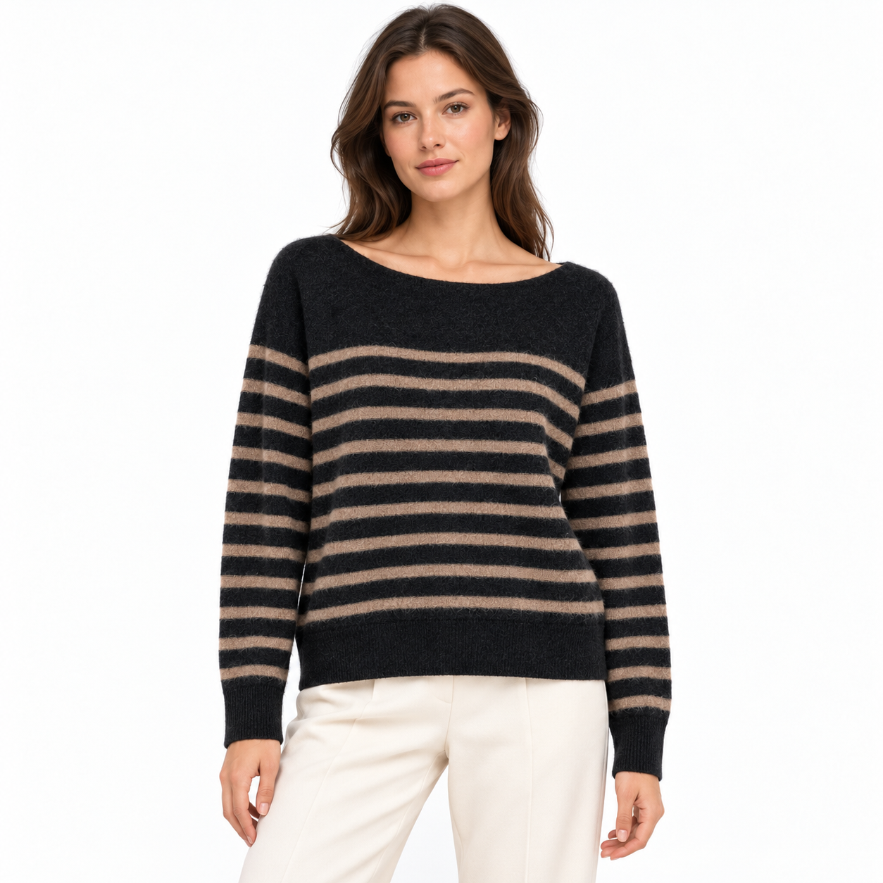 Brand New Vince Brown & Black Stripe Cashmere Sweater Size XL