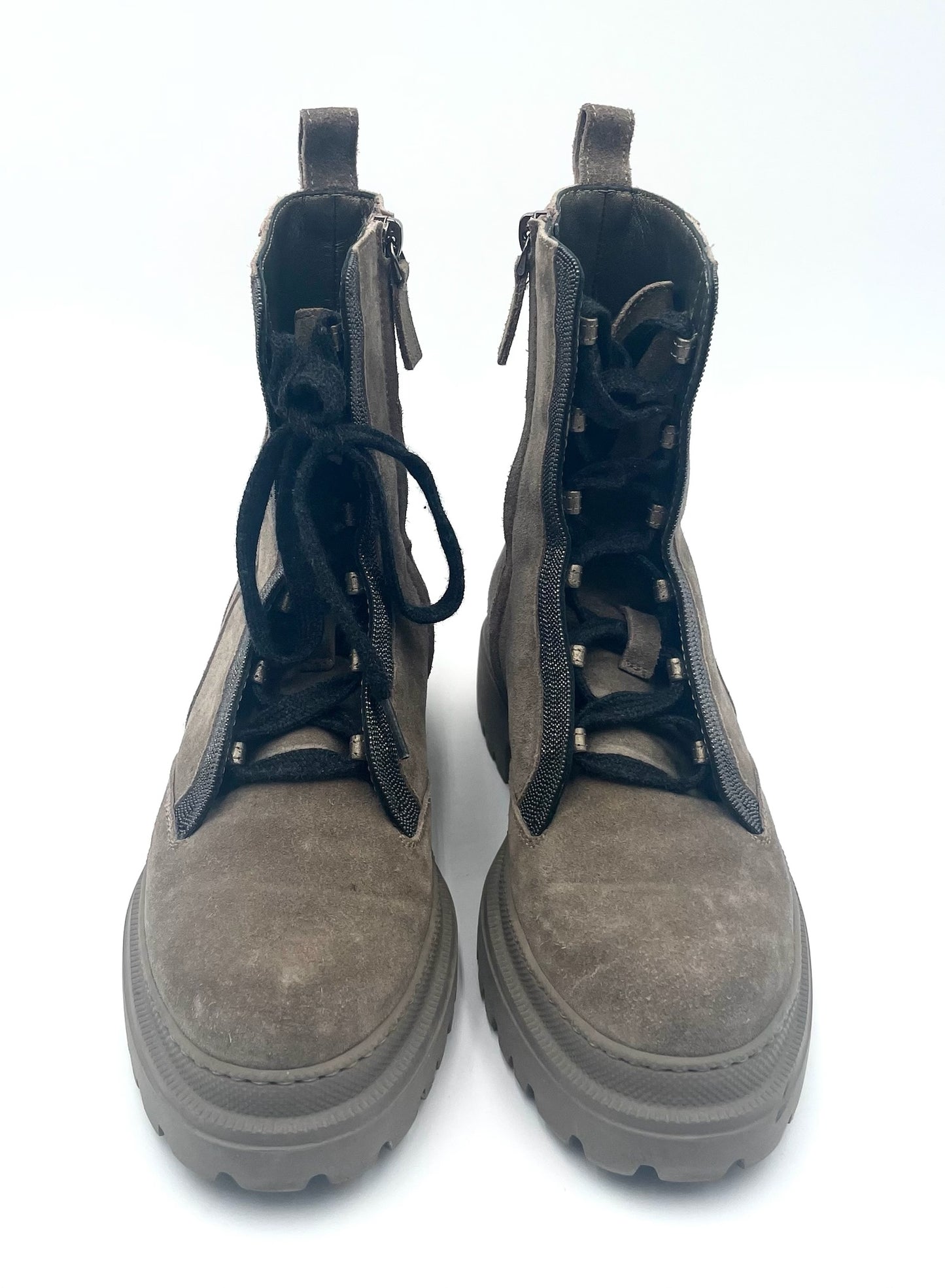 Brunello Cucunelli Taupe Combat Boots Size 36.5