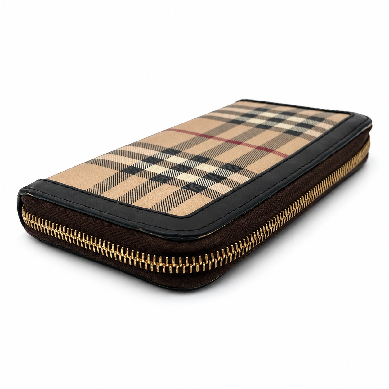 Burberry Check Zip-Around Continental Wallet