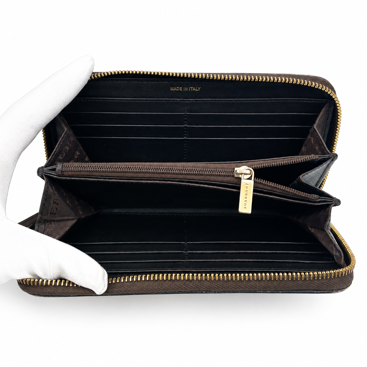 Burberry Check Zip-Around Continental Wallet