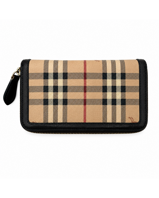 Burberry Check Zip-Around Continental Wallet