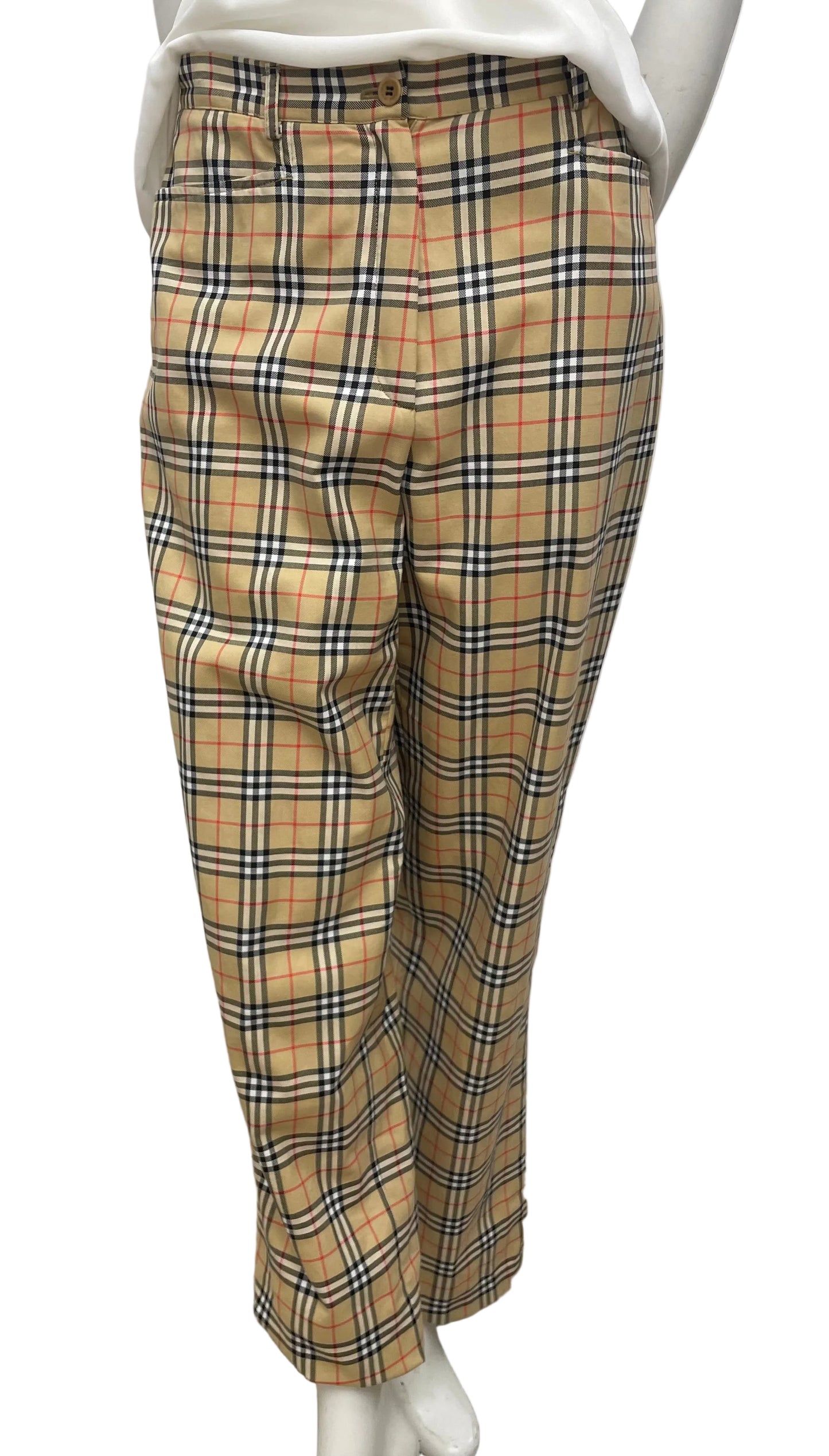 Burberry Gold Classic Checkered Trouser Size 4