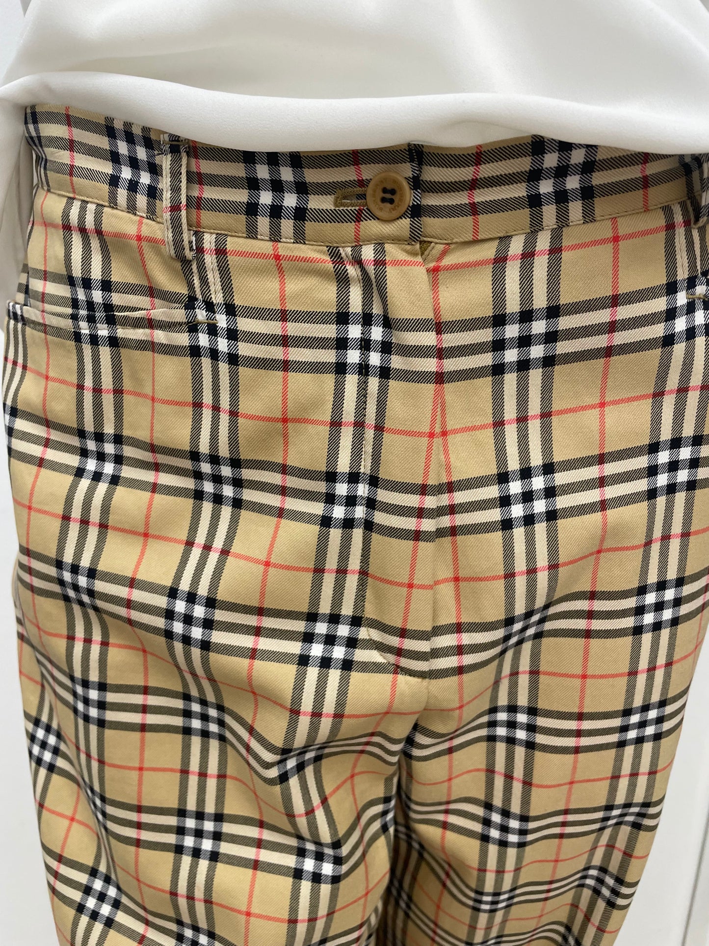 Burberry Gold Classic Checkered Trouser Size 4