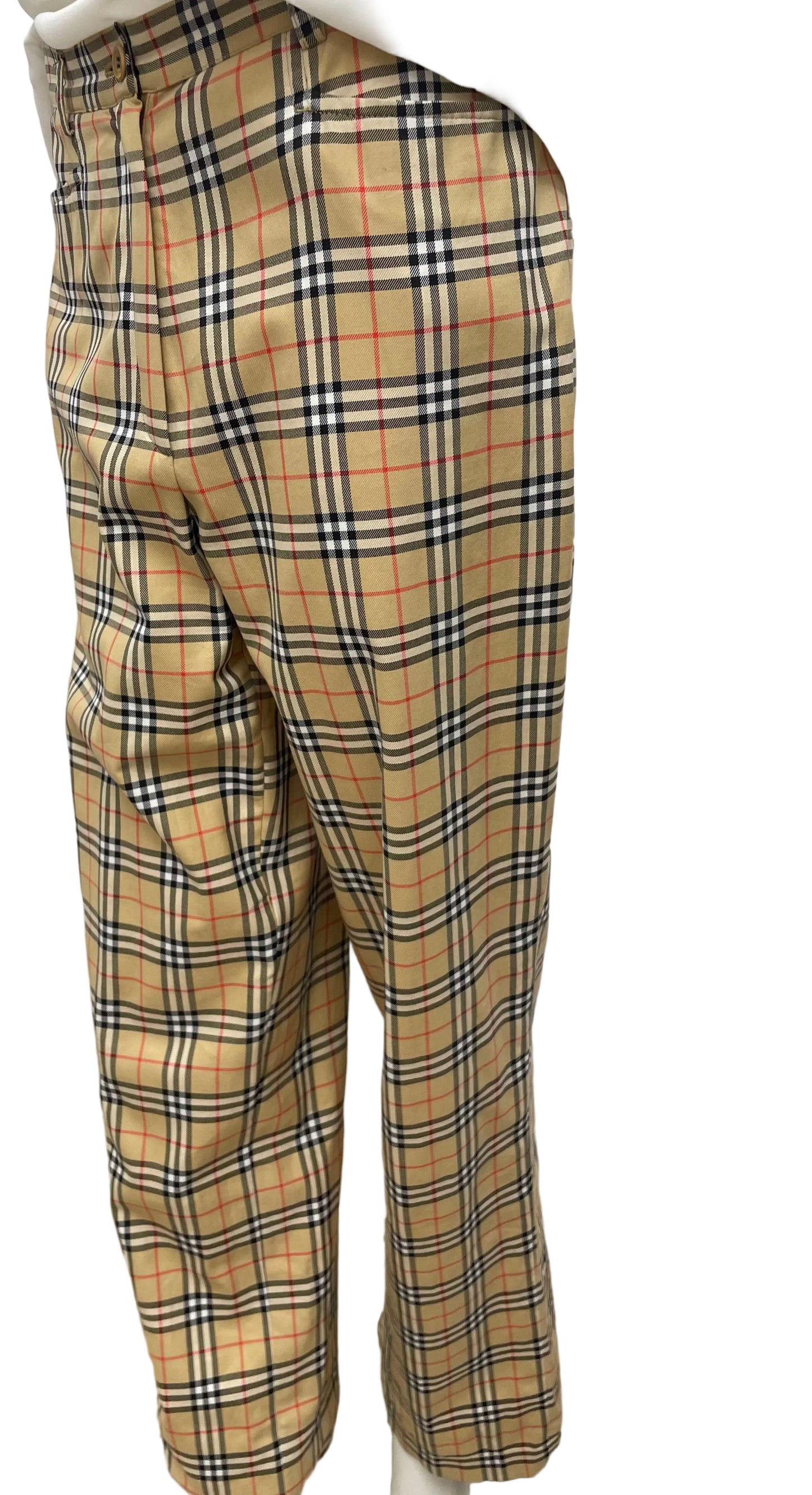 Burberry Gold Classic Checkered Trouser Size 4