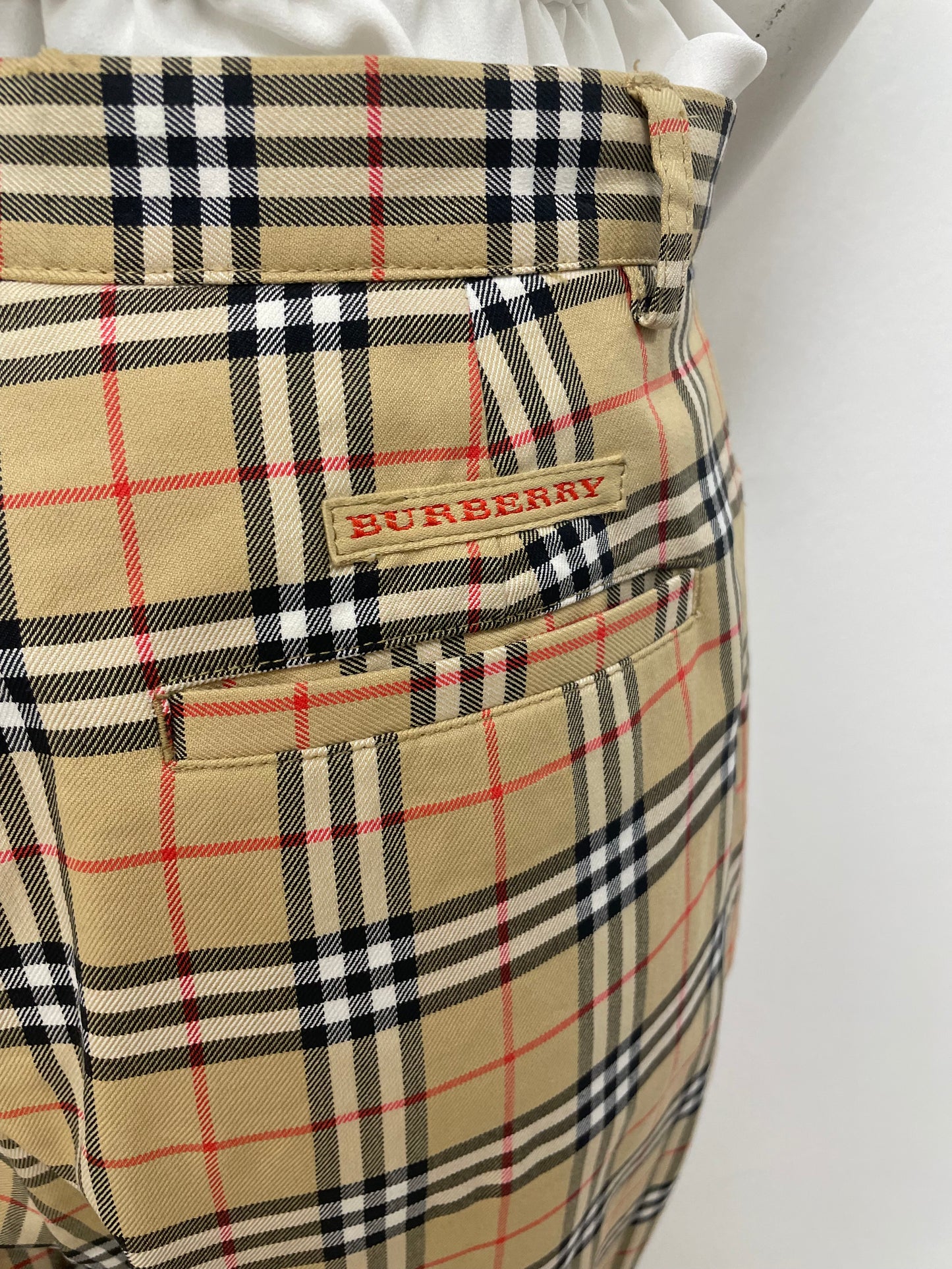Burberry Gold Classic Checkered Trouser Size 4