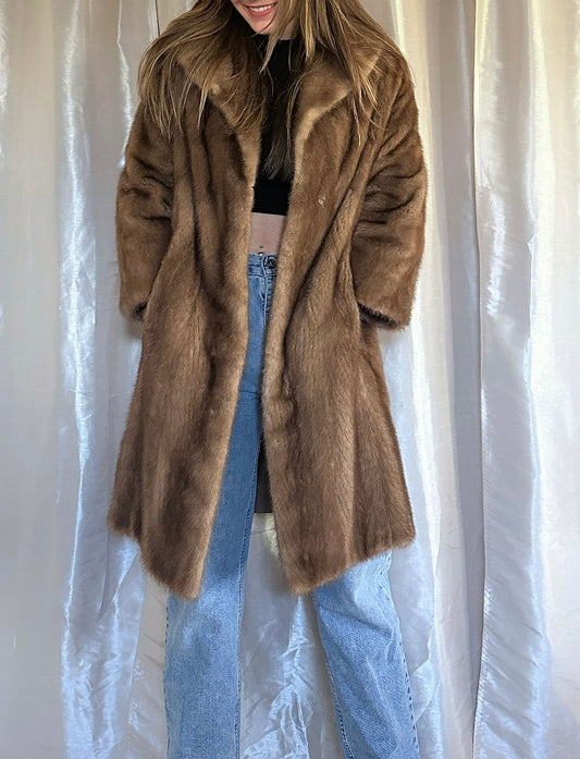Vintage Hudson Bay Company Brown Fur Coat Fits M/L