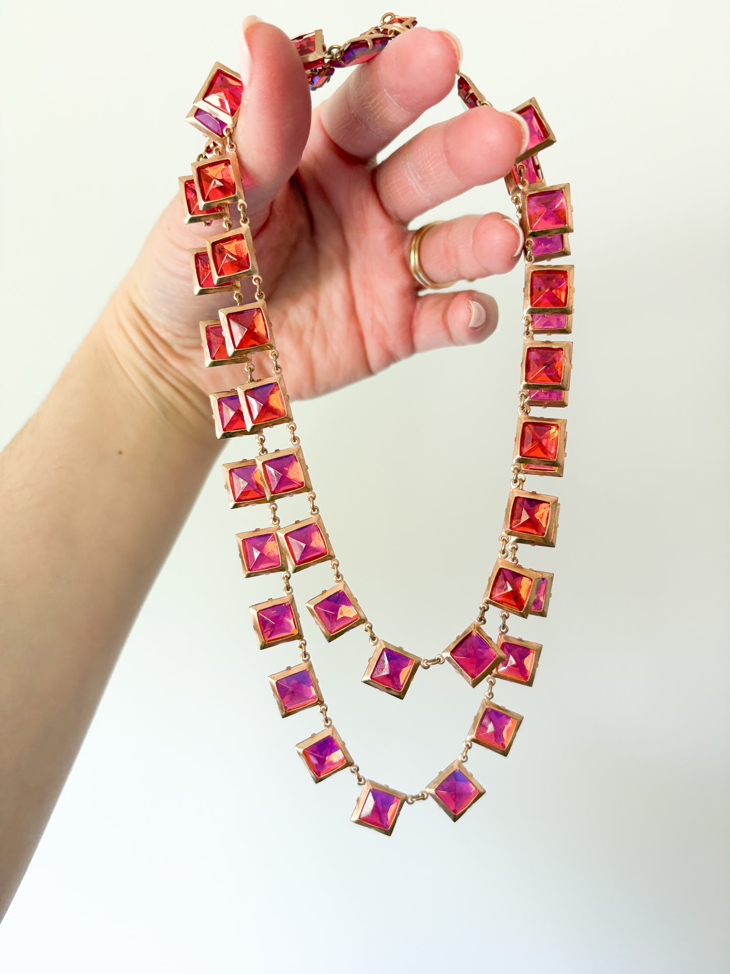 Vintage Double Strand Czech Glass Necklace