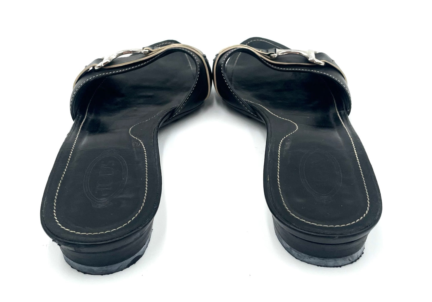 Tods Black Slides Size 39
