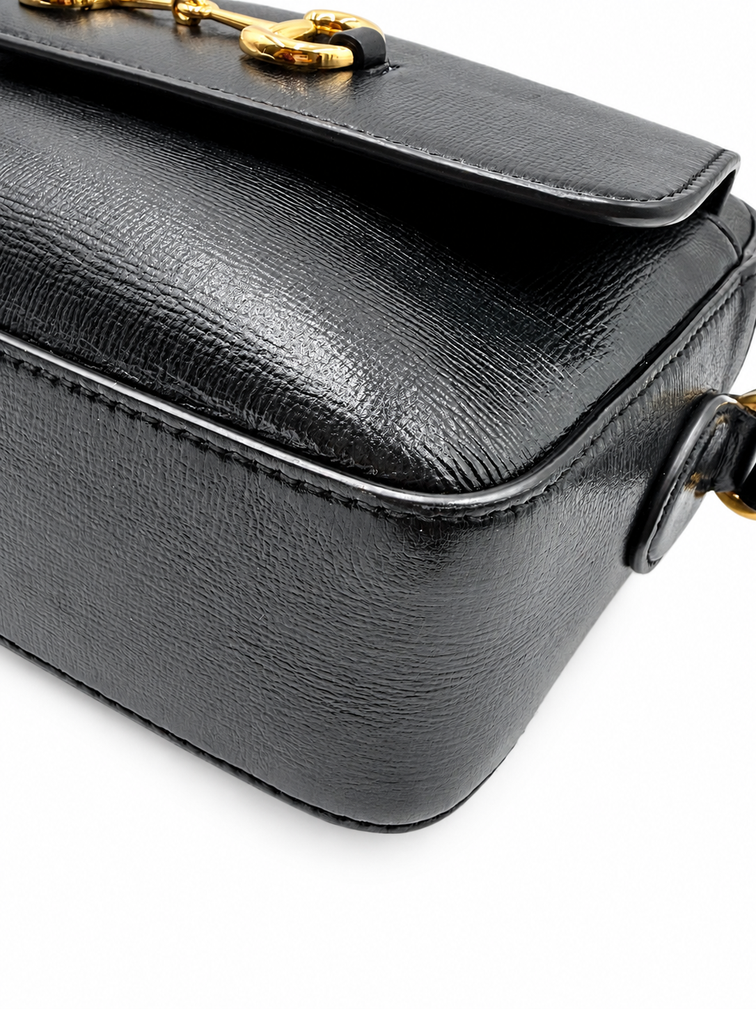 Gucci Black Leather Crossbody Horsebit Bag