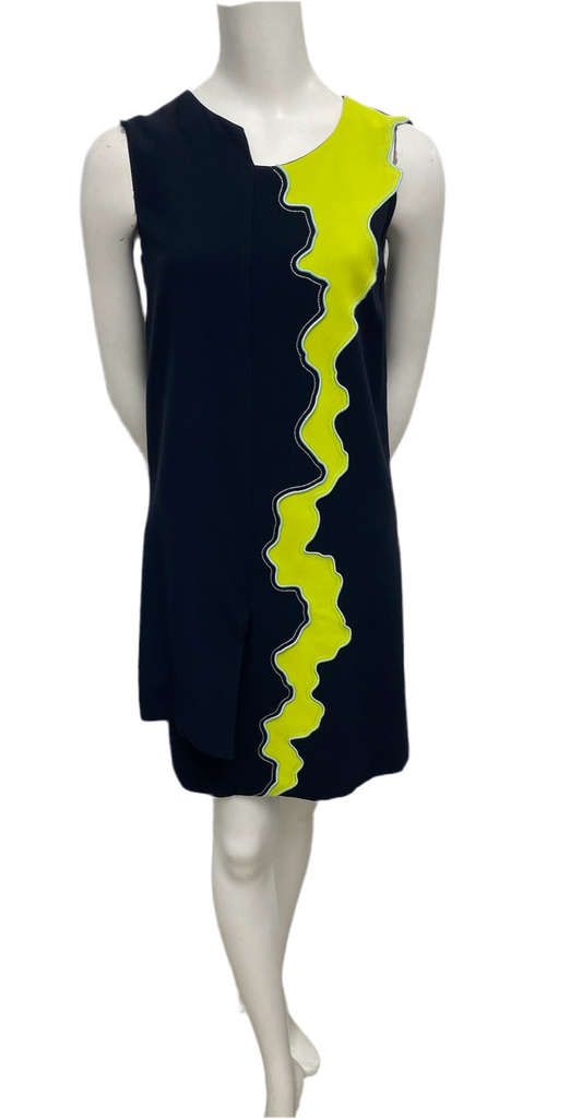 Versace Black & Green Pattern Shift Dress Size 38