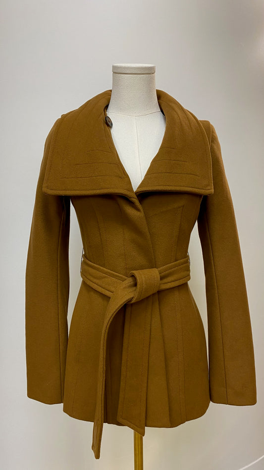 Babaton Camel Belted Wool & Cashmere Coat Size XXS