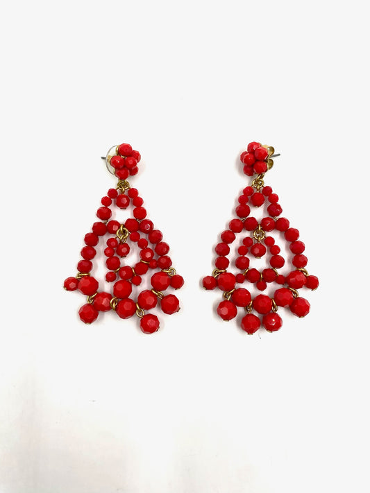 Beaded Red Drop Earring
