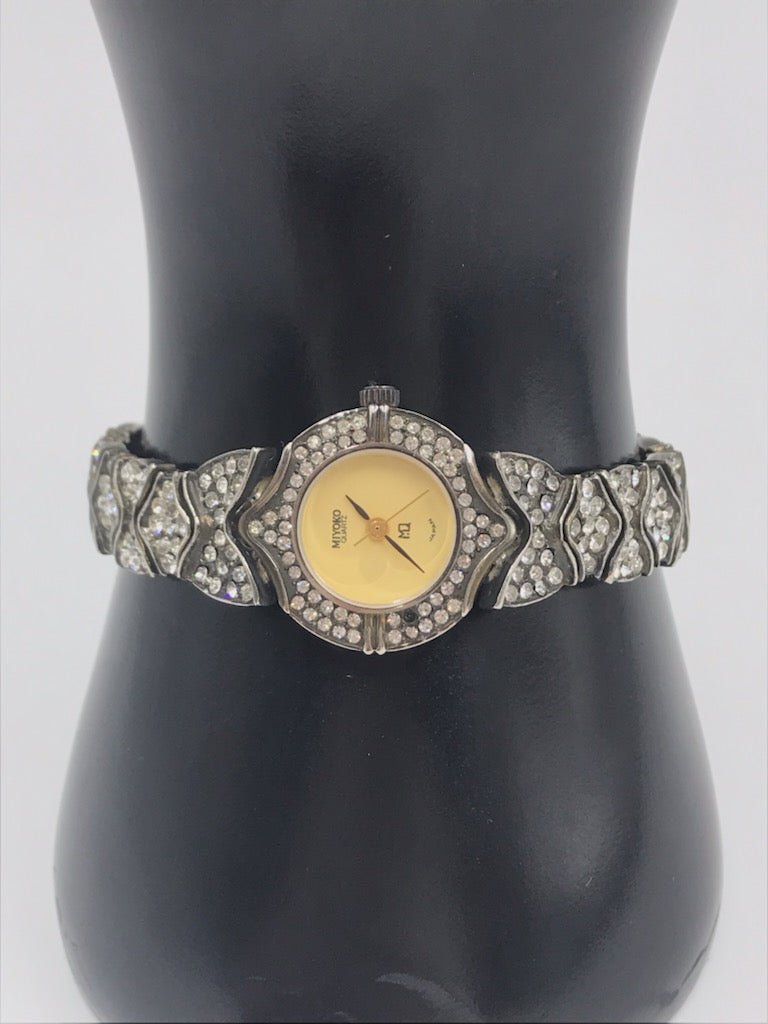 Vintage 1980s Miyoko Rhinestone Art Deco Watch