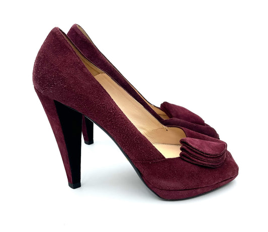 Prada Maroon Suede Pumps Size 38.5