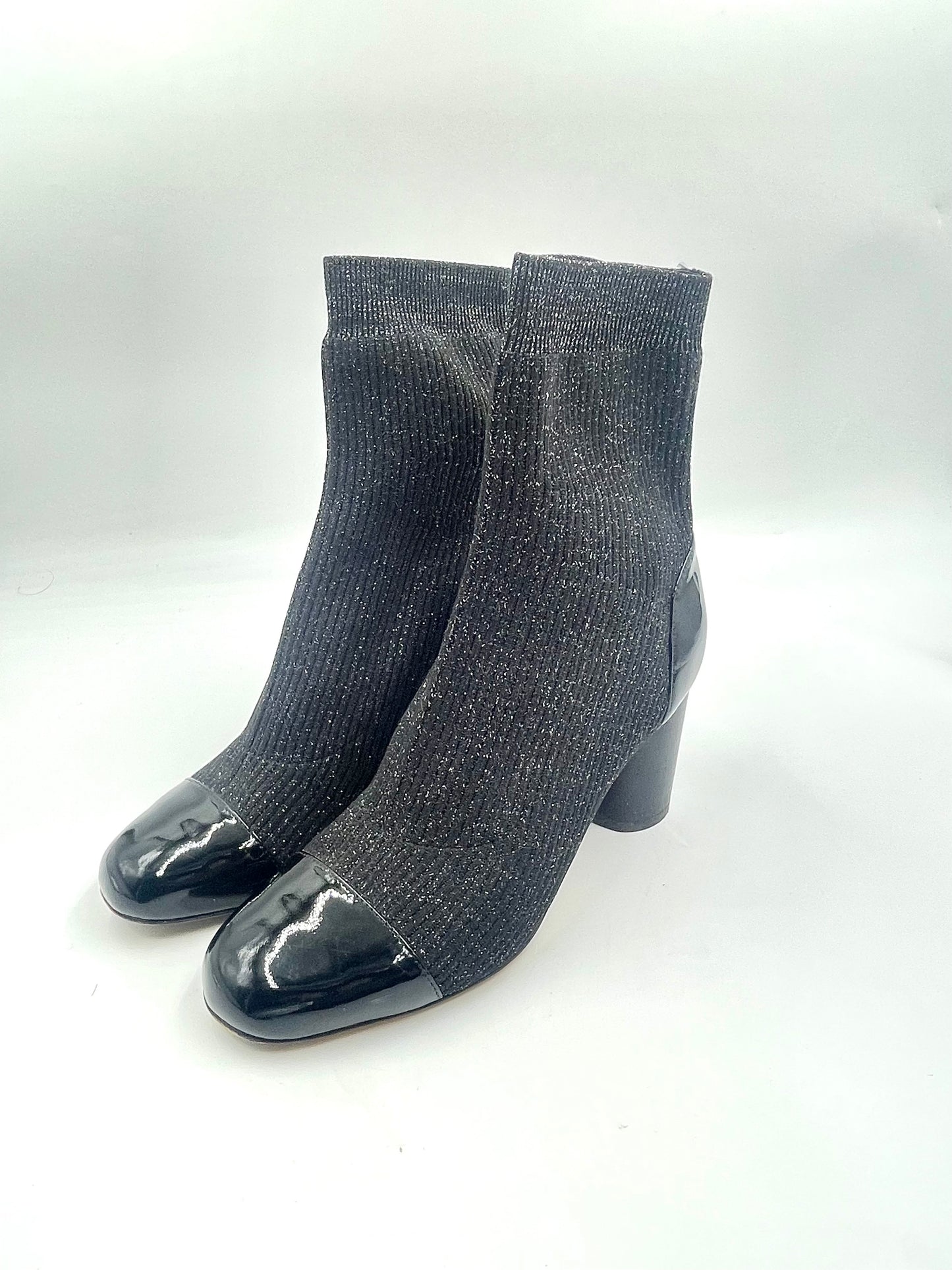 Sandro Captoe Glitter Black Sock Booties Size 39