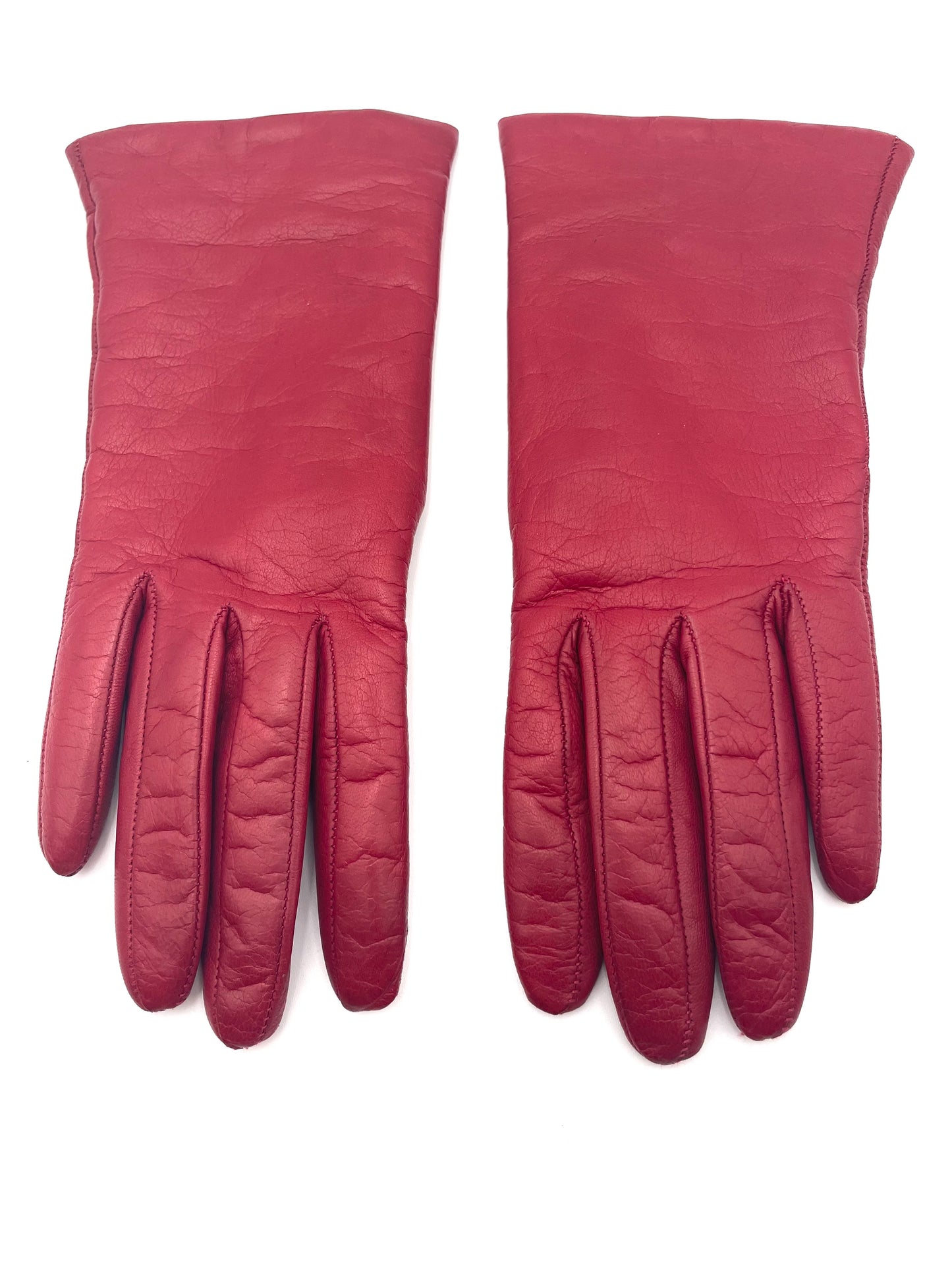 Holt Renfrew Red Leather Gloves Size 6.5
