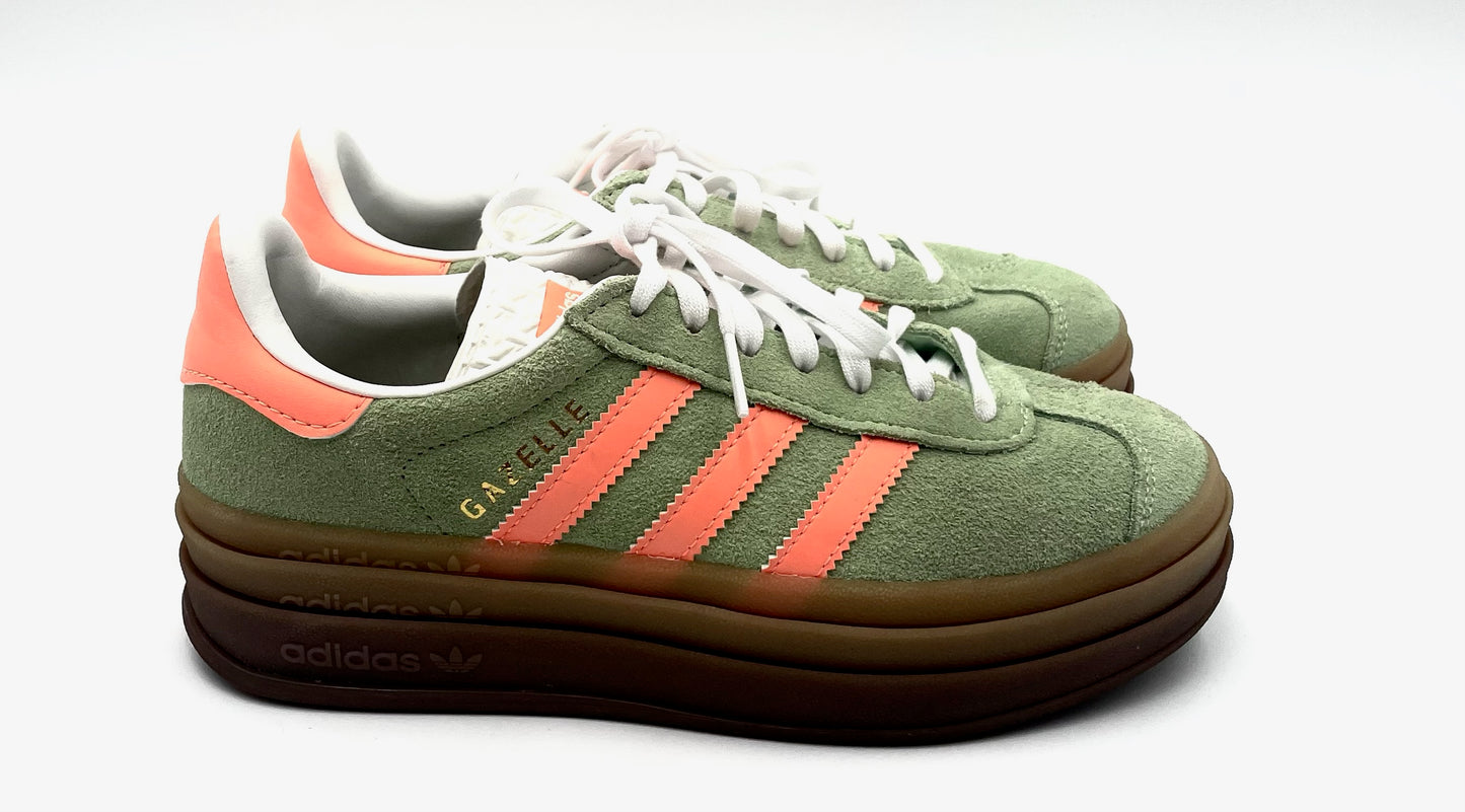 Adidas Bold Green & Orange Stripe Sneakers Size 7.5