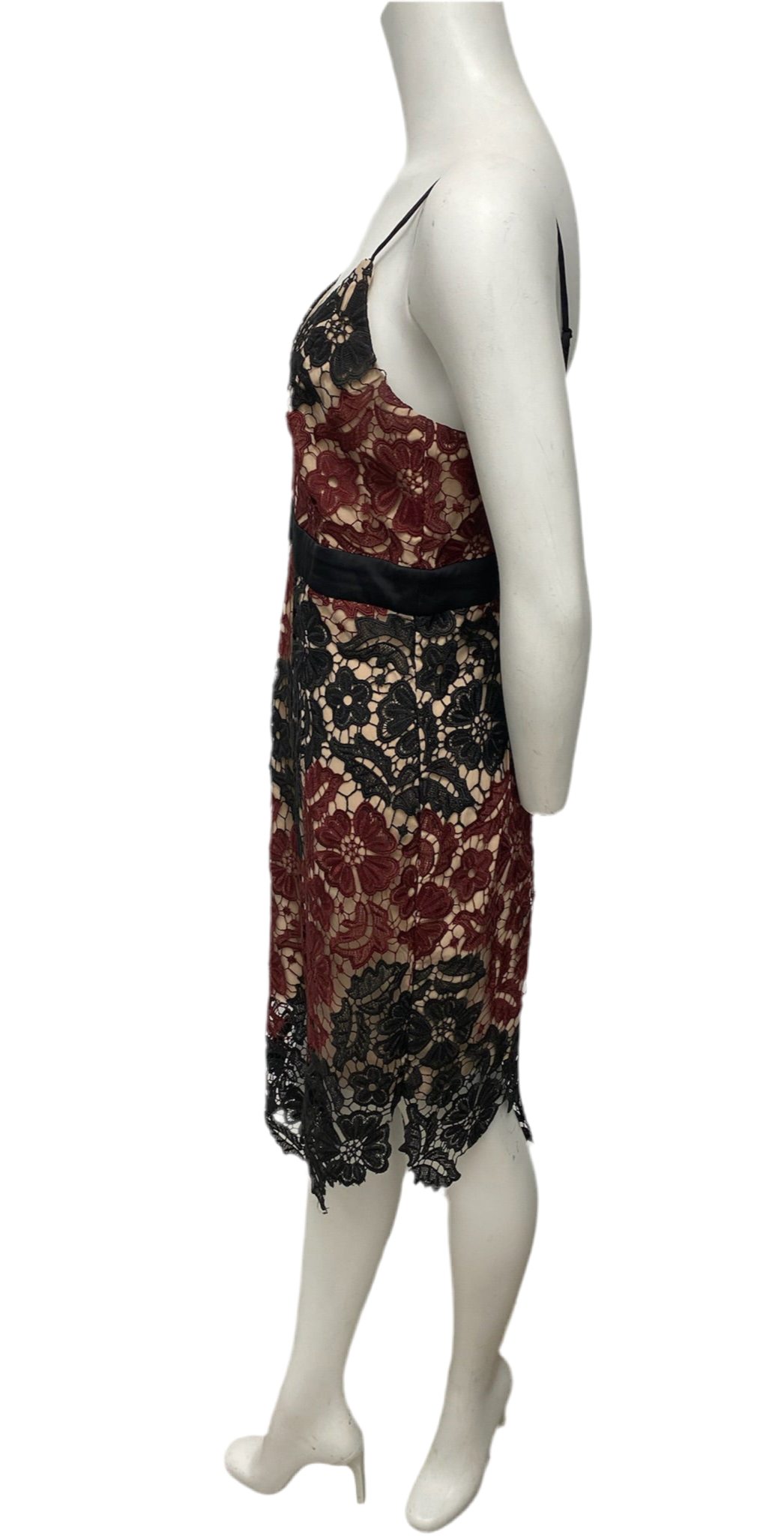Bardot Maroon & Black Lace Dress Size 8