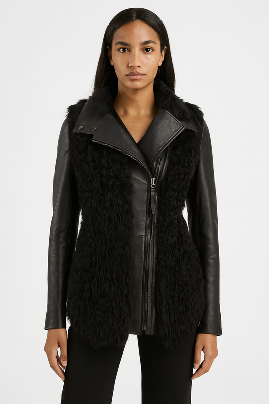 Mackage Black Leather & Faux Fur Jacket Size XS
