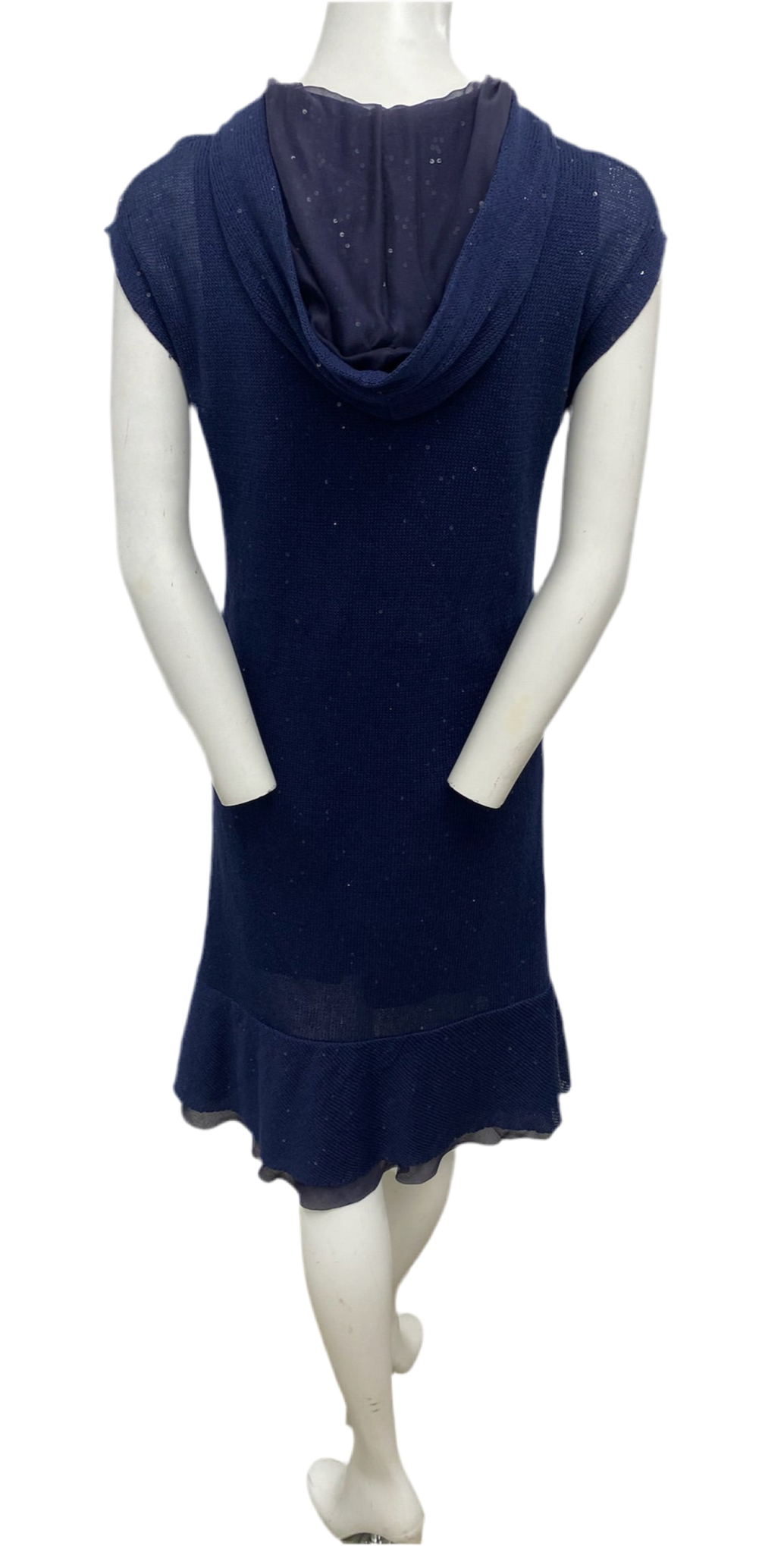 Brunello Cucunelli Navy Embellished Hooded Dress Size L