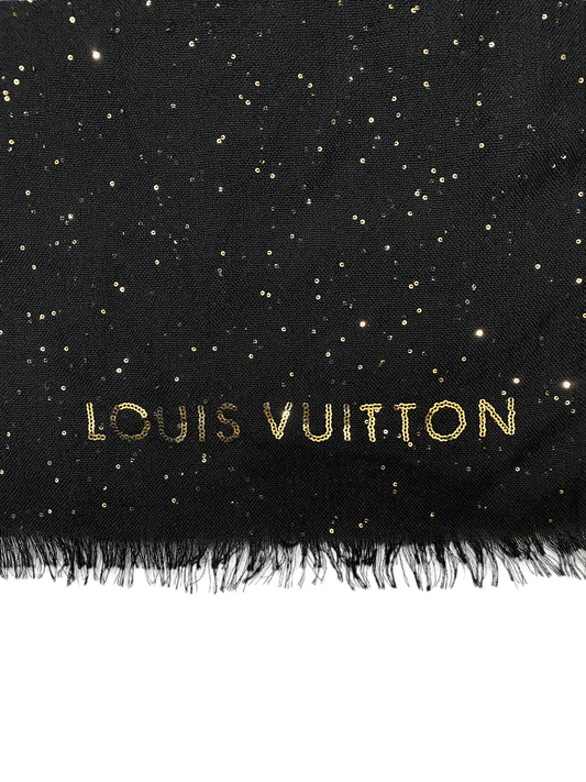 Louis Vuitton Black Sequin  Cashmere & Silk Scarf