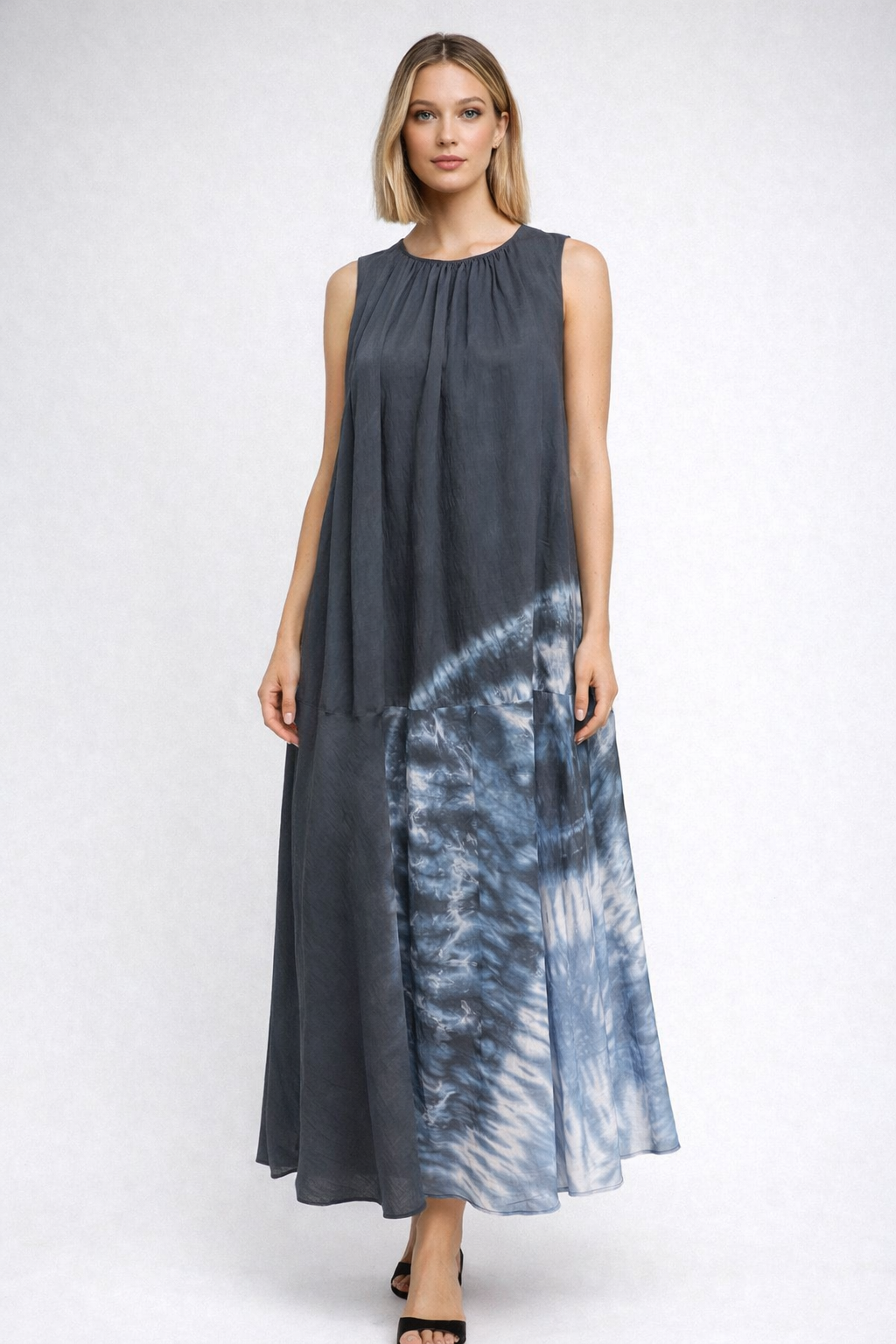 COS x Tabata Shibori Grey Tie Dye Linen Dress Size 38