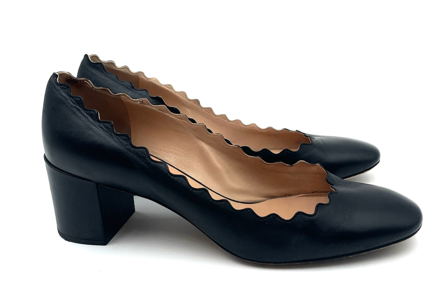 Chloe Lauren Black Scallop Pumps Size 40