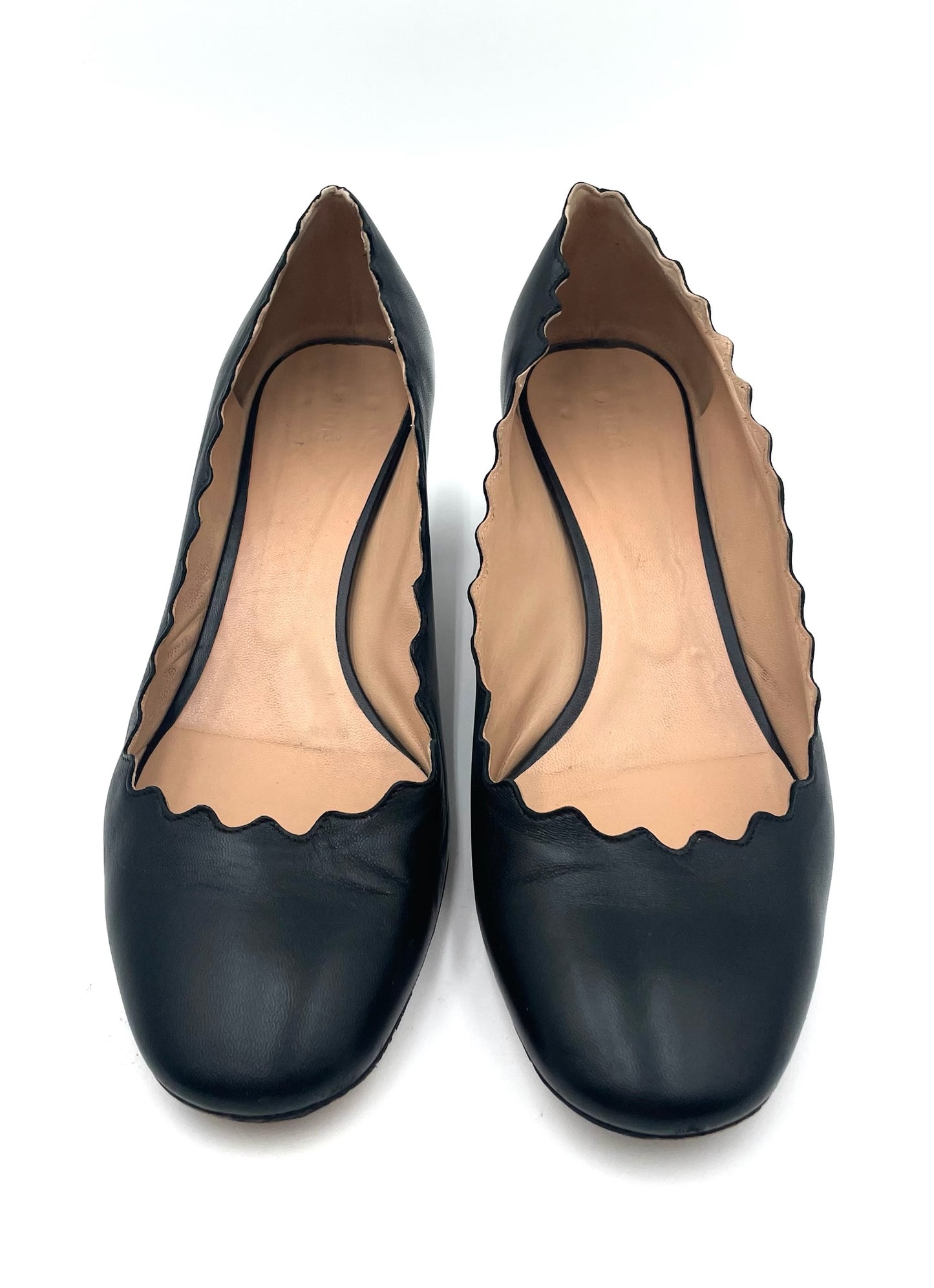 Chloe Lauren Black Scallop Pumps Size 40