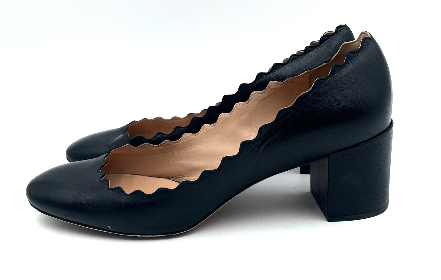 Chloe Lauren Black Scallop Pumps Size 40