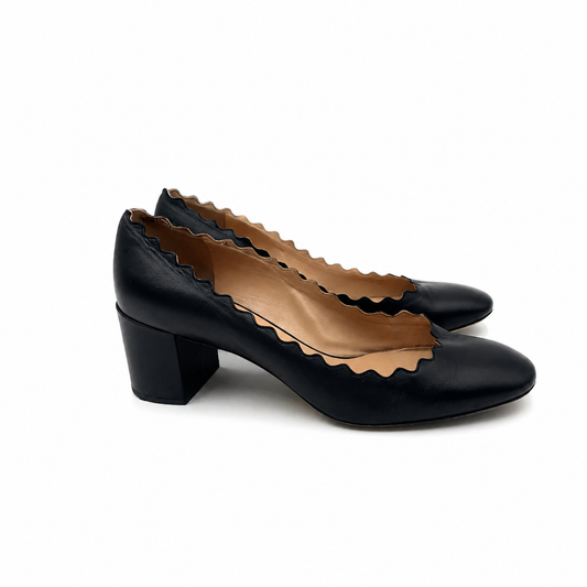 Chloe Lauren Black Scallop Pumps Size 40