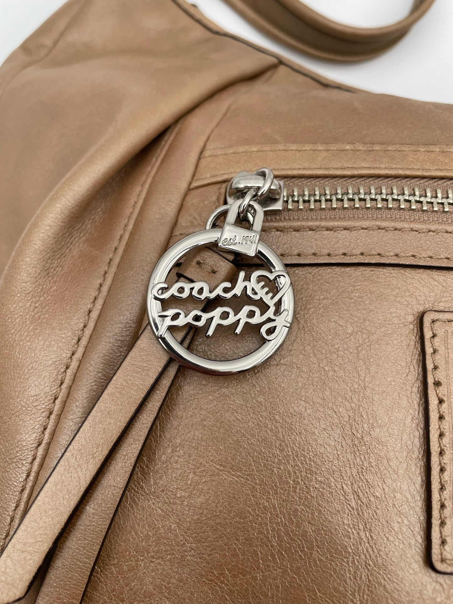 Coach Brown Poppy Leather Hobo Convertibel Bag