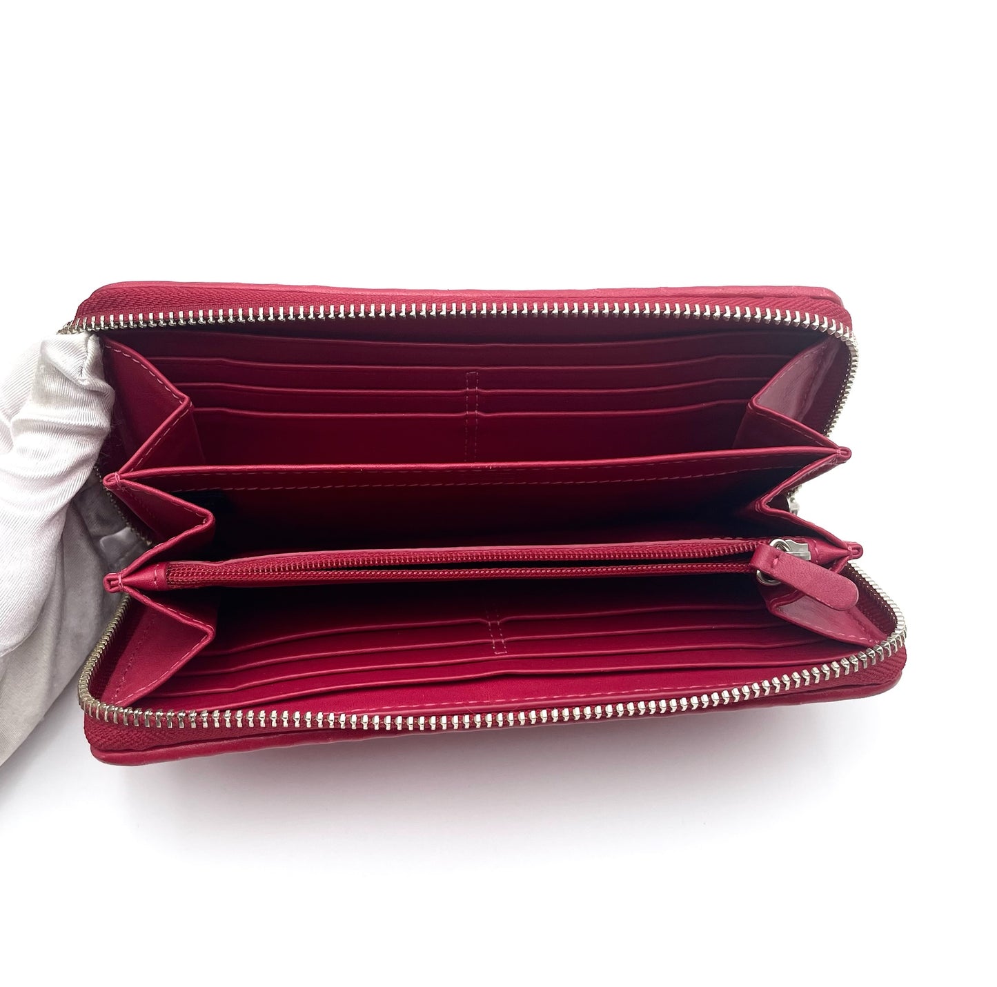 Coach Red Madison Gathered Leather Accordion Wallet