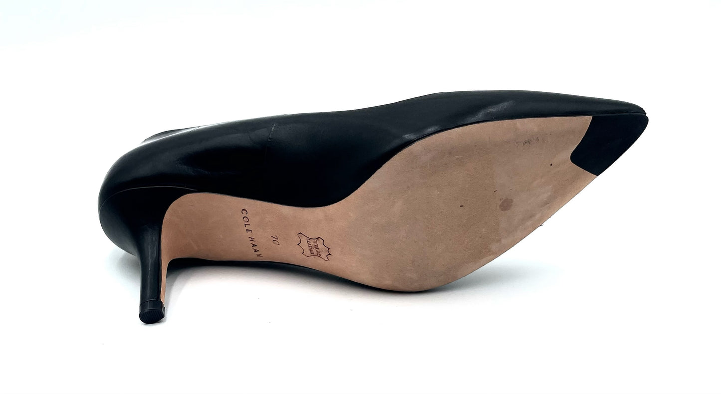 Cole Haan Black Leather Pointed Toe Pumps Size 7.5