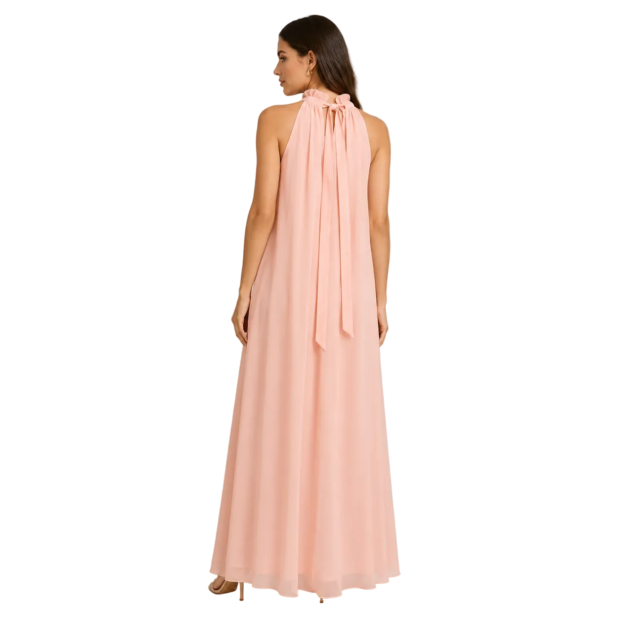 Custom Made Pink Halter Maxi Dress Fits Like S/M