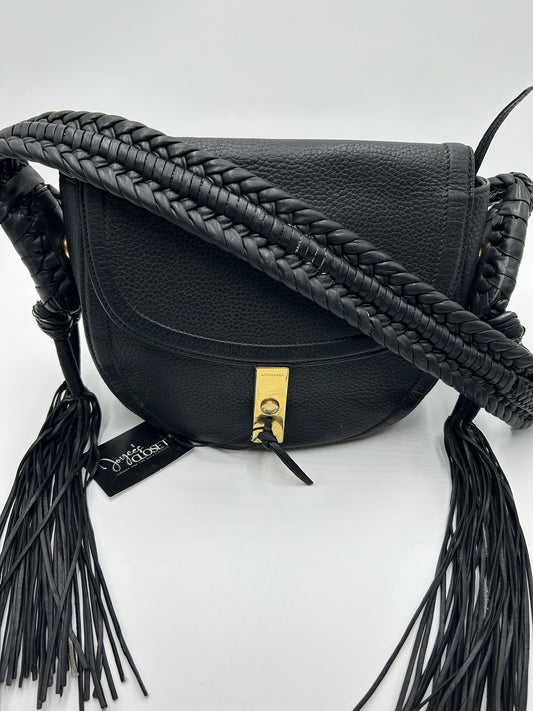Altuzarra Black Boho Leather Fringe Braided Strap Bag