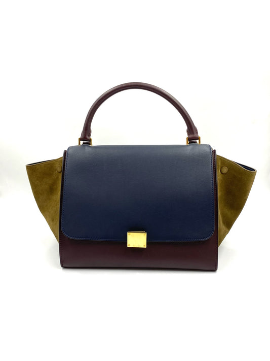 Celine Tri-Color Leather & Suede Medium Trapeze Bag