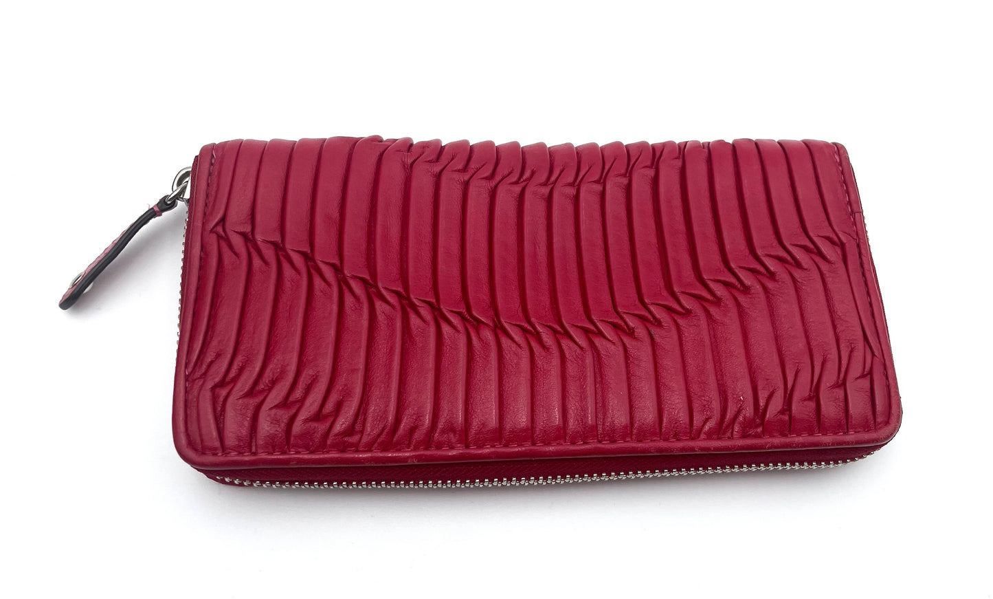 Coach Red Madison Gathered Leather Accordion Wallet