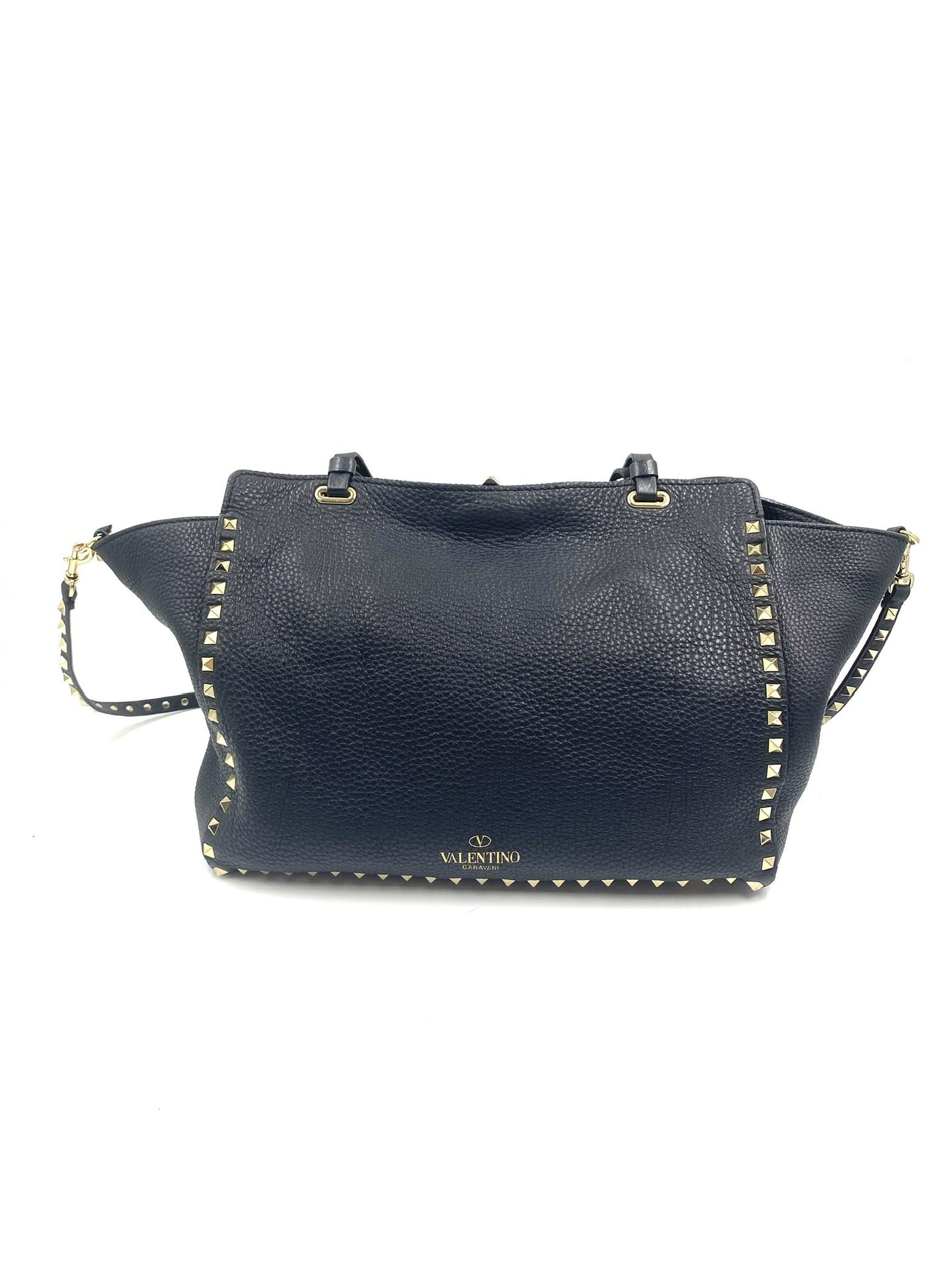 Valentino Garavani Black Rockstud Leather Tote