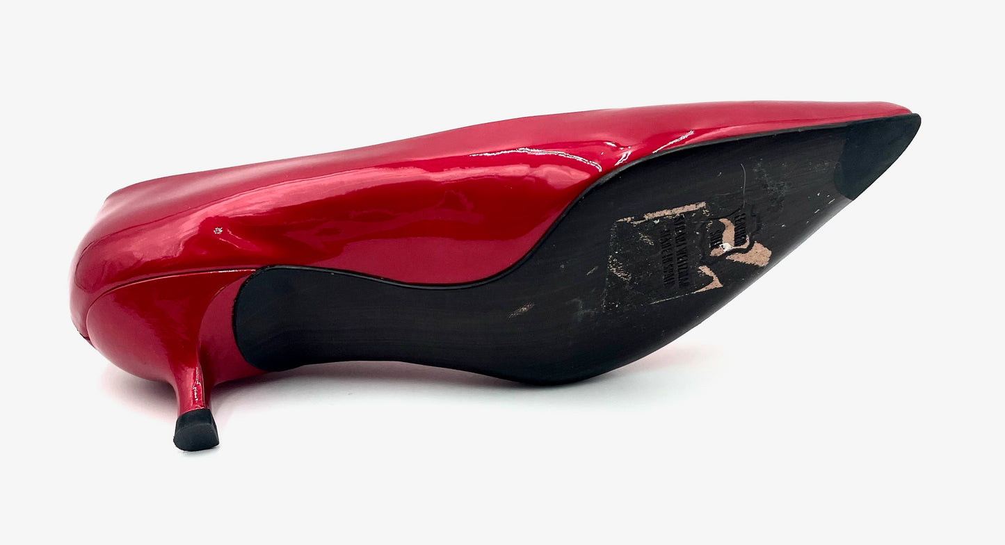 Stuart Weitzmann Red Patent Kitten Heel Pump Size 8M